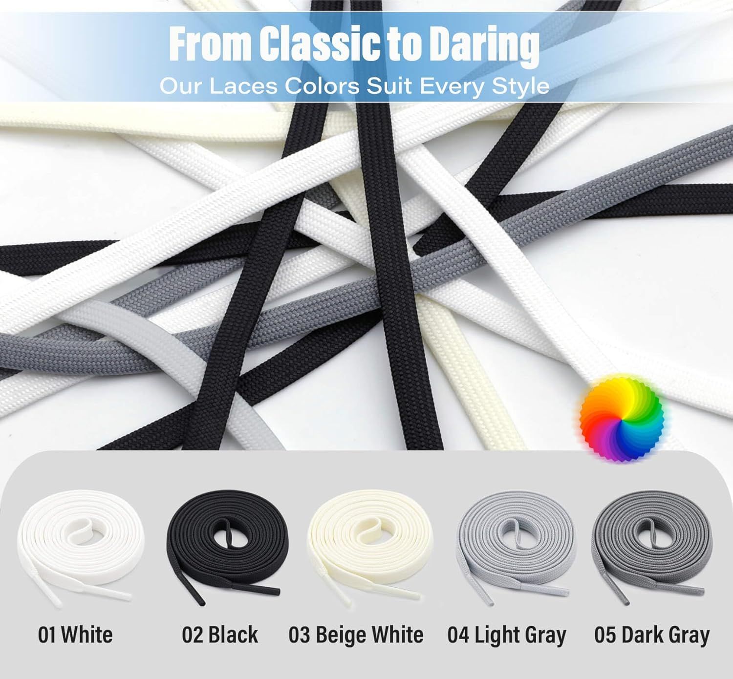 Thin lat Shoe Laces: Athletic Hollow Solid Color Shoelaces or Sneakers 1 Pair - Image 3