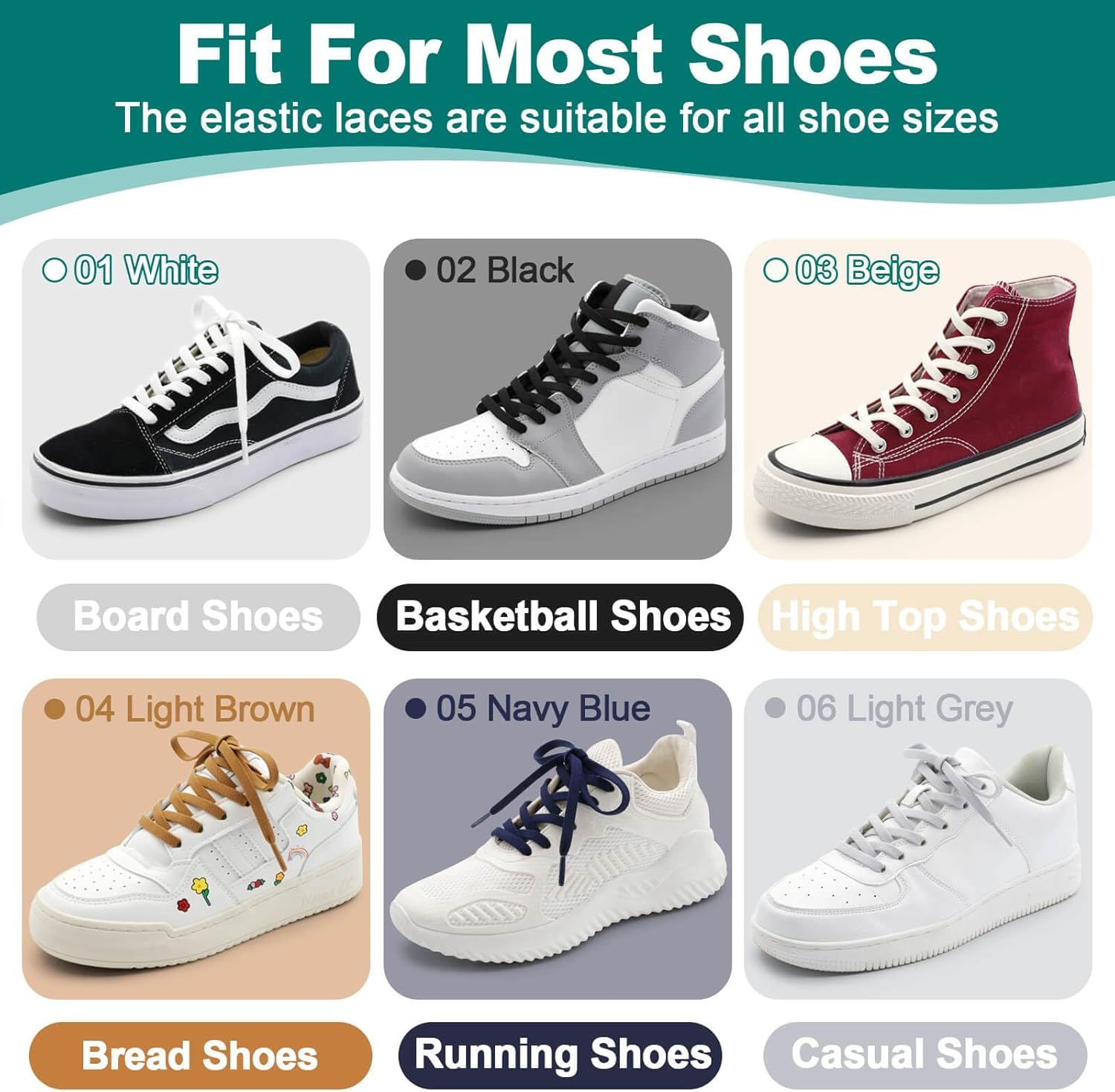 lat Elastic Shoe Laces: Stretch Shoelaces or Sneakers 2 Pair - Image 4