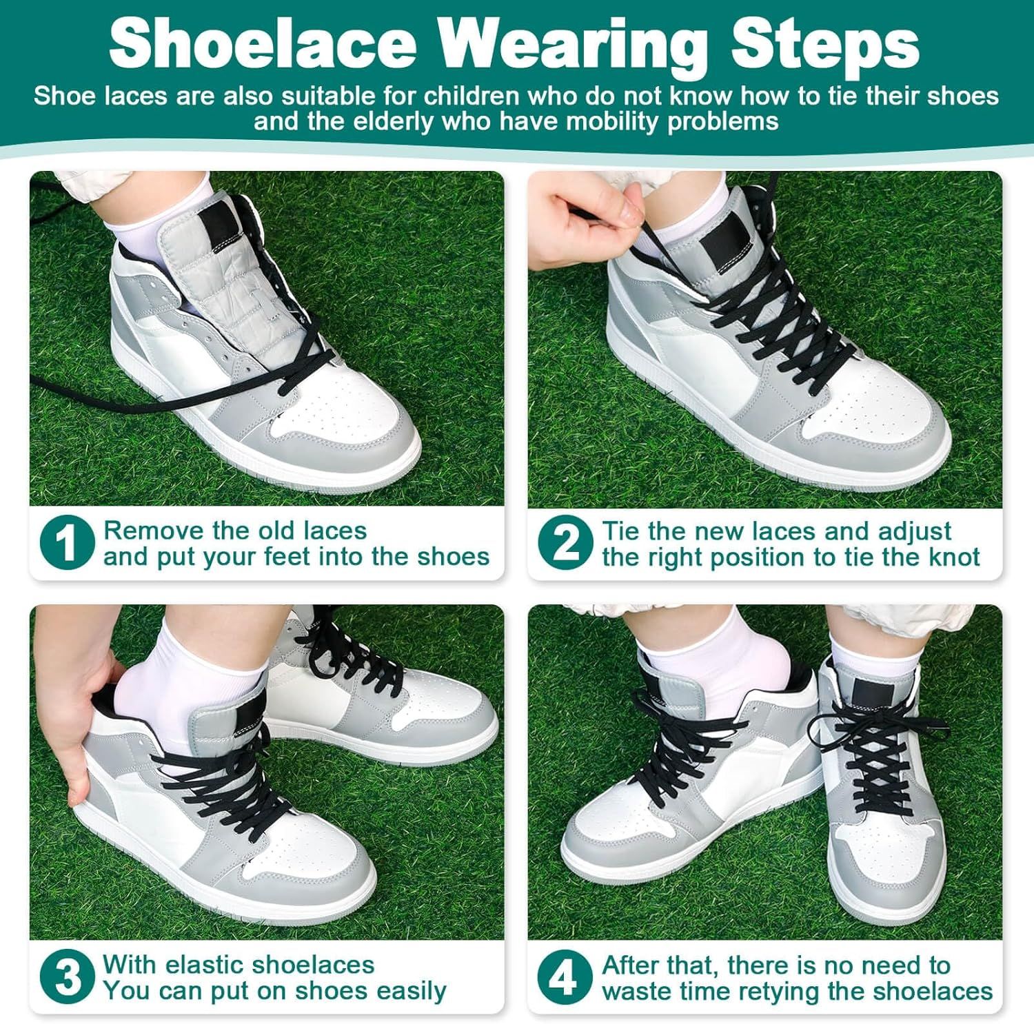lat Elastic Shoe Laces: Stretch Shoelaces or Sneakers 2 Pair - Image 5