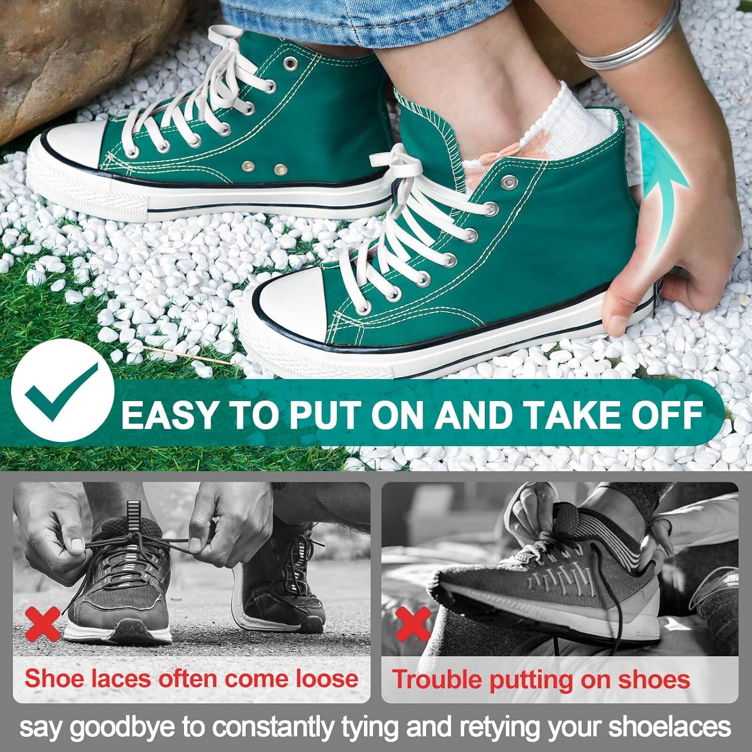 lat Elastic Shoe Laces: Stretch Shoelaces or Sneakers 2 Pair - Image 7