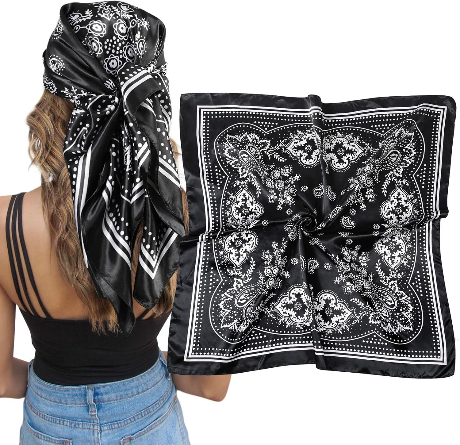 Satin Silk Scar - Large Hair Bandana, Sleeping Wrap or Women - Image 1