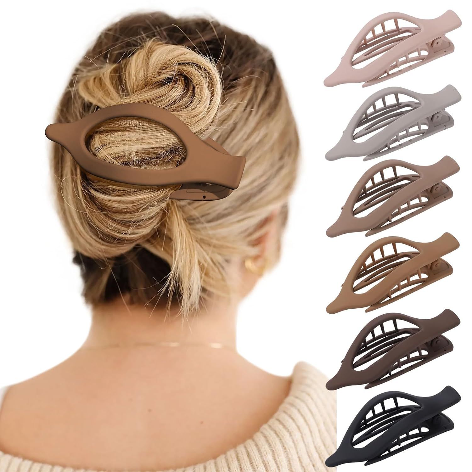 rench Concord Hair Clips - 6Pcs Side Slide Volume Clips or Women Girls, Strong Hold No Slip Grip, Thick or Thin Hair (Matte inish, L:4.6 IN, W:1.97IN) - Image 1