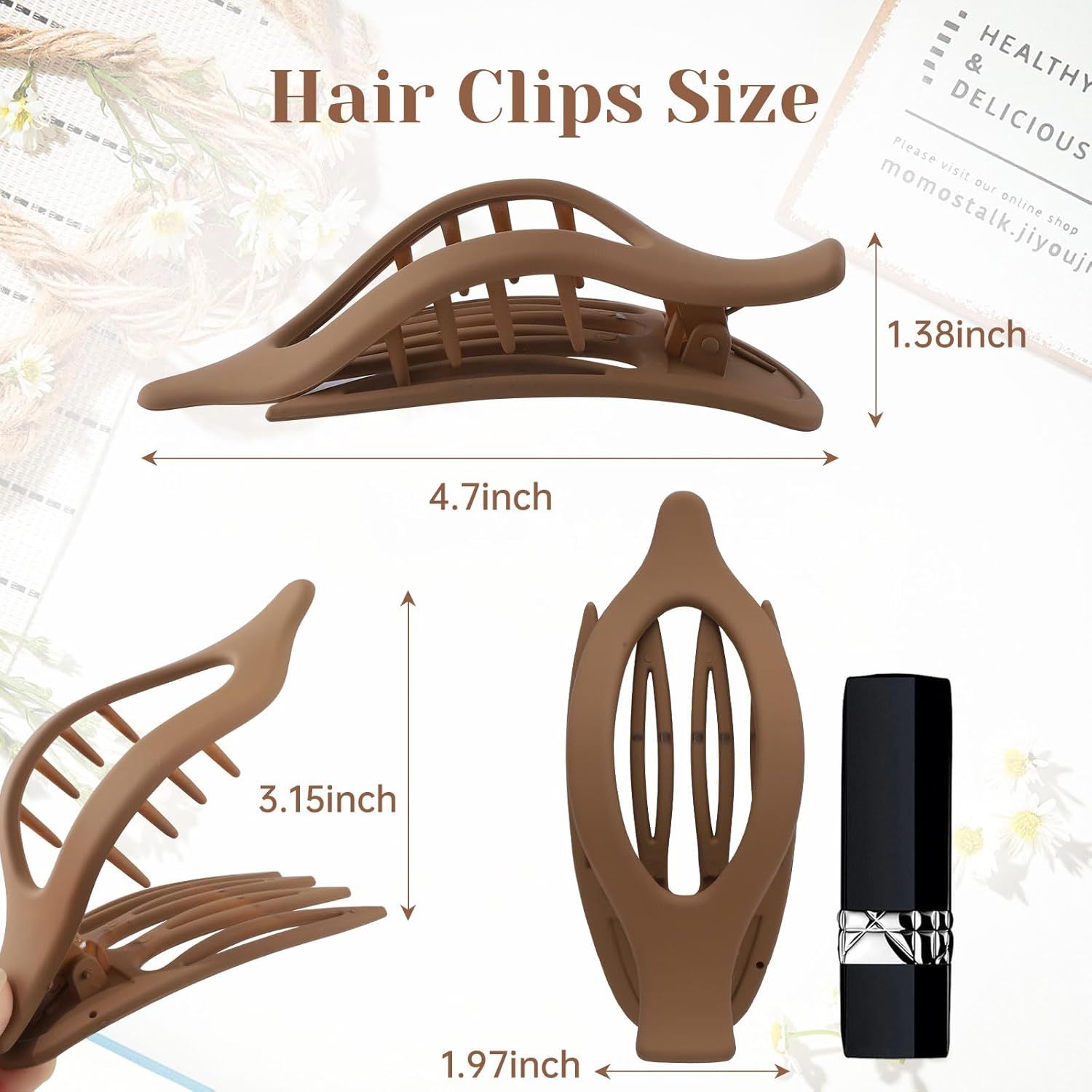 rench Concord Hair Clips - 6Pcs Side Slide Volume Clips or Women Girls, Strong Hold No Slip Grip, Thick or Thin Hair (Matte inish, L:4.6 IN, W:1.97IN) - Image 4