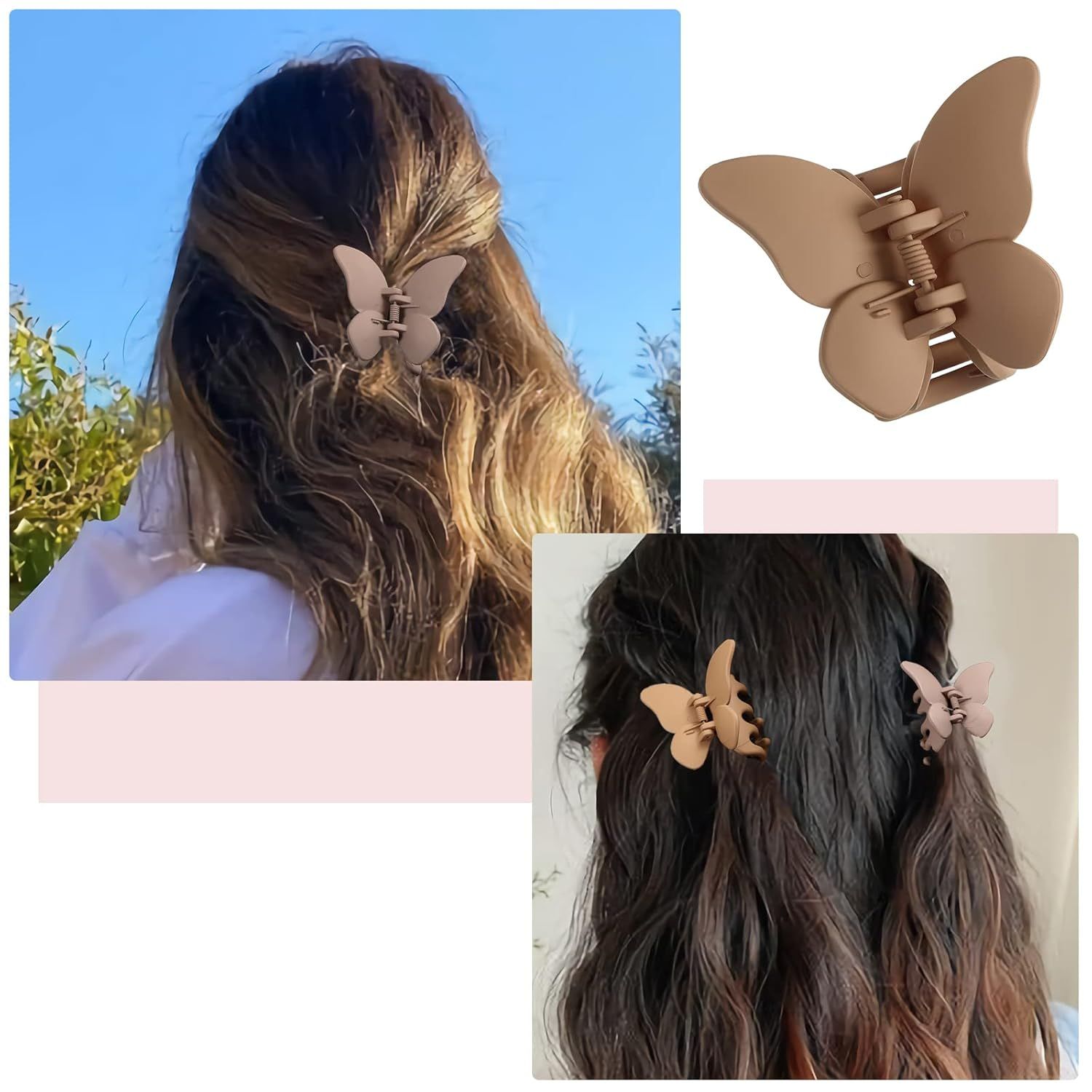 6PCS Hair Clip, 2 Inch Butterly Claw Clips or Women Girls Small Nonslip Butterly Jaw Clips or Thick Hair and Strong Hold, Pack o 6, Solid color(blue+black+white+brown+an+coee) - Image 4