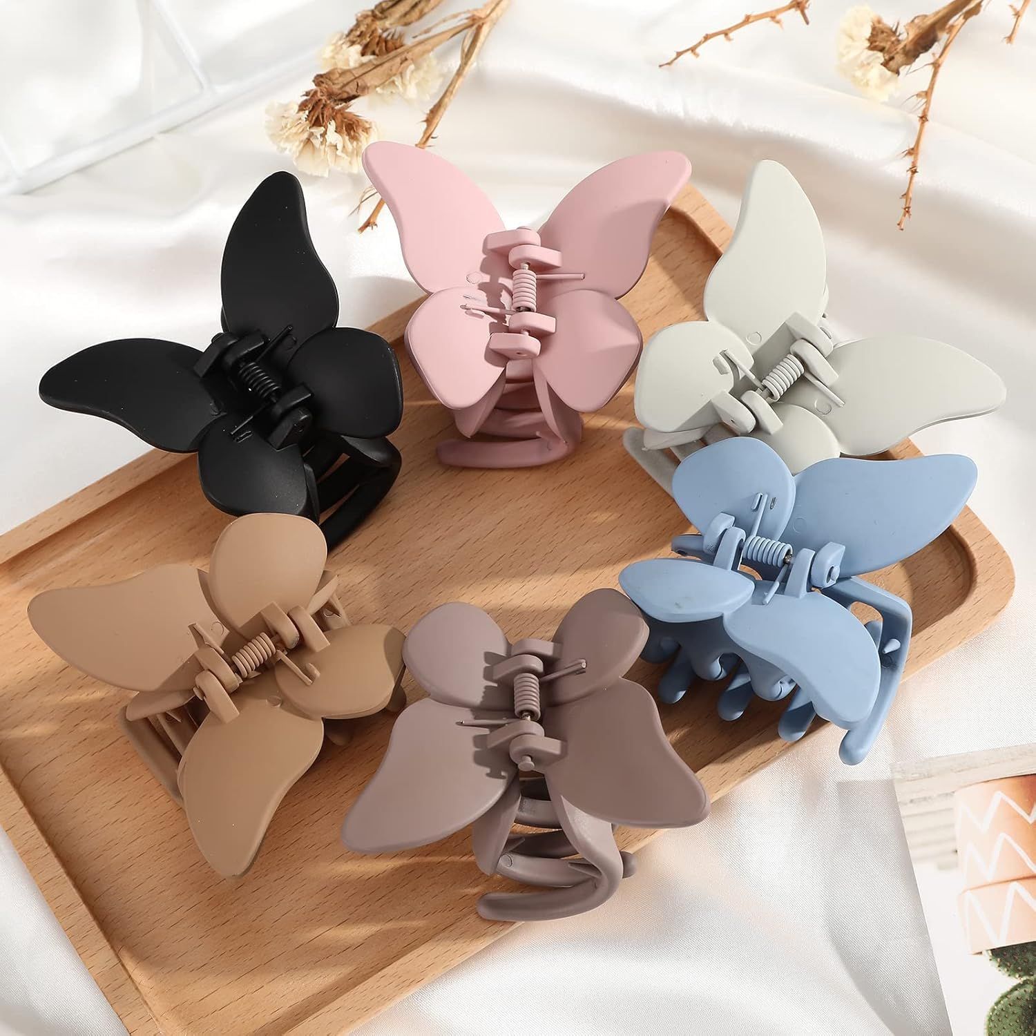 6PCS Hair Clip, 2 Inch Butterly Claw Clips or Women Girls Small Nonslip Butterly Jaw Clips or Thick Hair and Strong Hold, Pack o 6, Solid color(blue+black+white+brown+an+coee) - Image 5