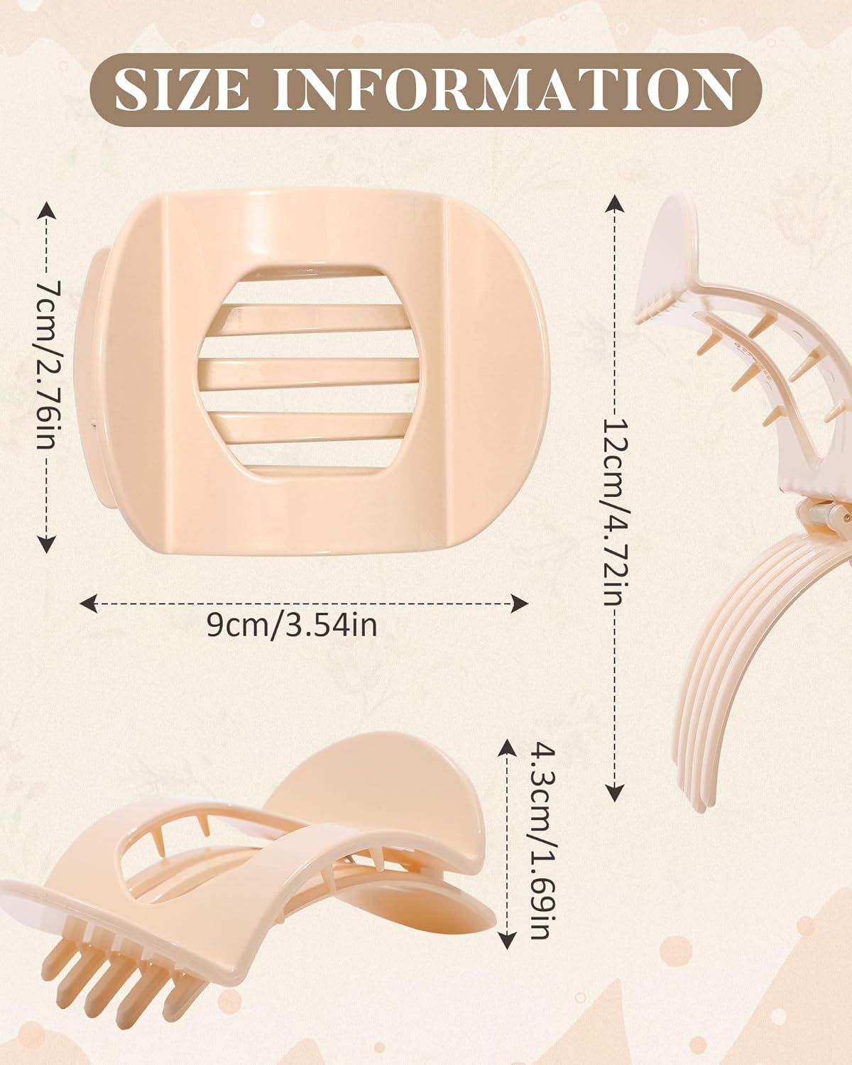 6Pcs lat Hair Clips or Women Strong Grip Curved Claw Clip or Thin Hair Non-slip Plastic Hair Barrettes ((Light Brown+Dark Brown+Light Brown+Dark Brown+O-White+Chestnut)) - Image 2