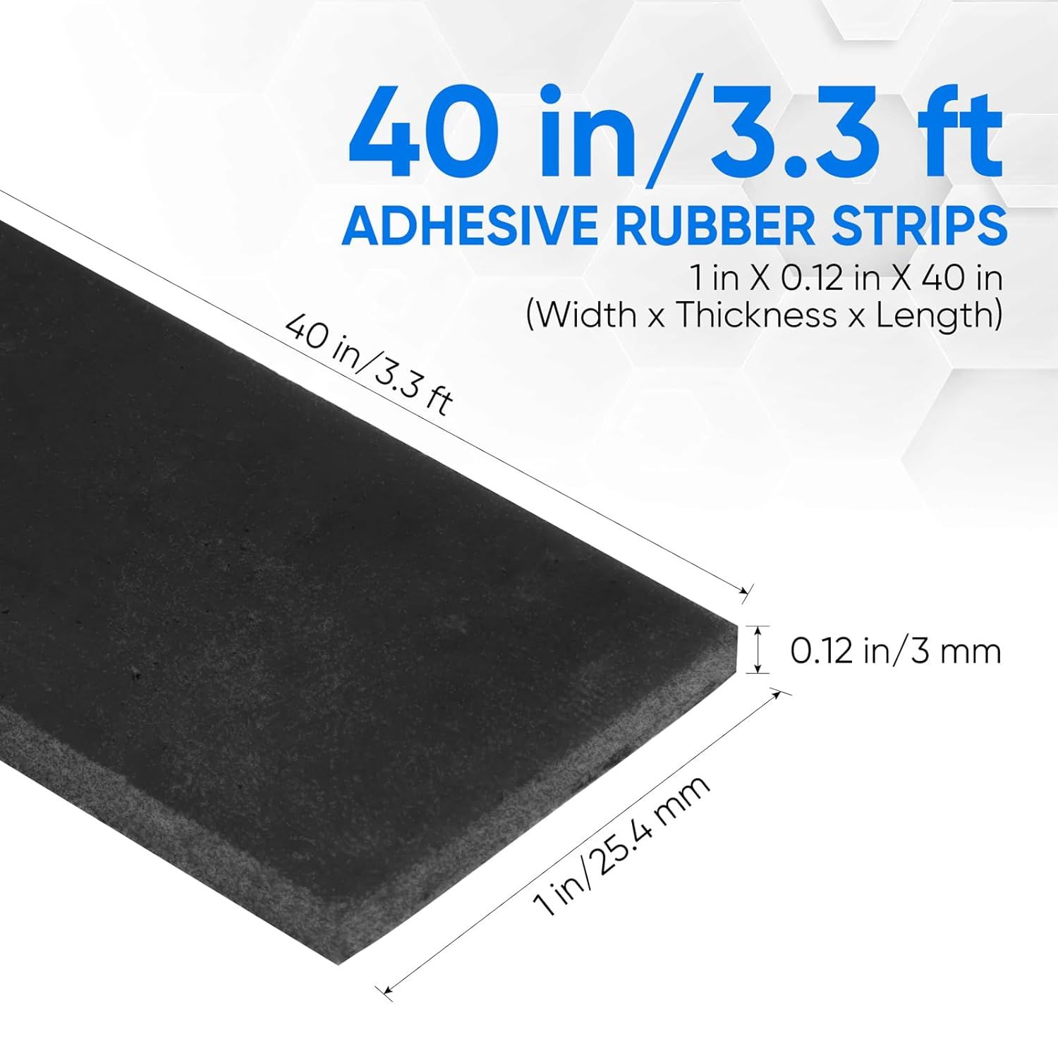 Rubber Strips, Solid Rubber Sheets Sel Adhesive Neoprene Rolls & Strips or DIY Gaskets Anti-Slip Pads Crats Pads Seal Strip Weather Striping (1” Wide x 1/8