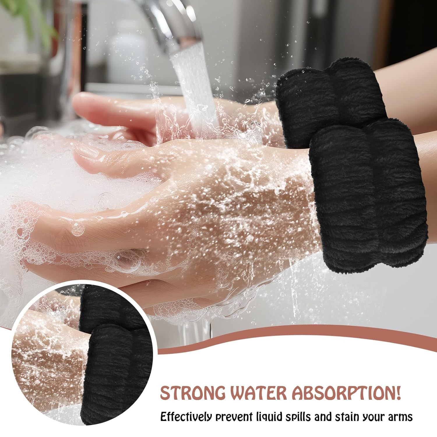 Wrist Bands or Washing ace, 4pcs Spa ace Washing Wristbands, Microiber Arm Wrist Towels, Absorbent Wash Wristbands or Woman Men, Prevent Water rom Spilling Down Your Arms - Image 2