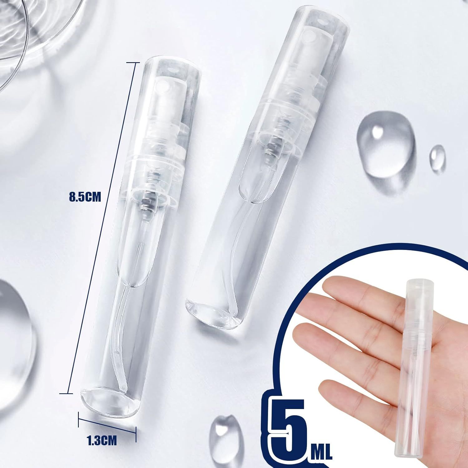 Mini Spray Bottle, 10 Pack 5ml Mini Plastic Spray Bottle Empty, ine Mist Reillable Mini Perume Bottle, Perume Atomizer, Small Sample Containers, Plastic Portable Travel Bottle, Clear - Image 2