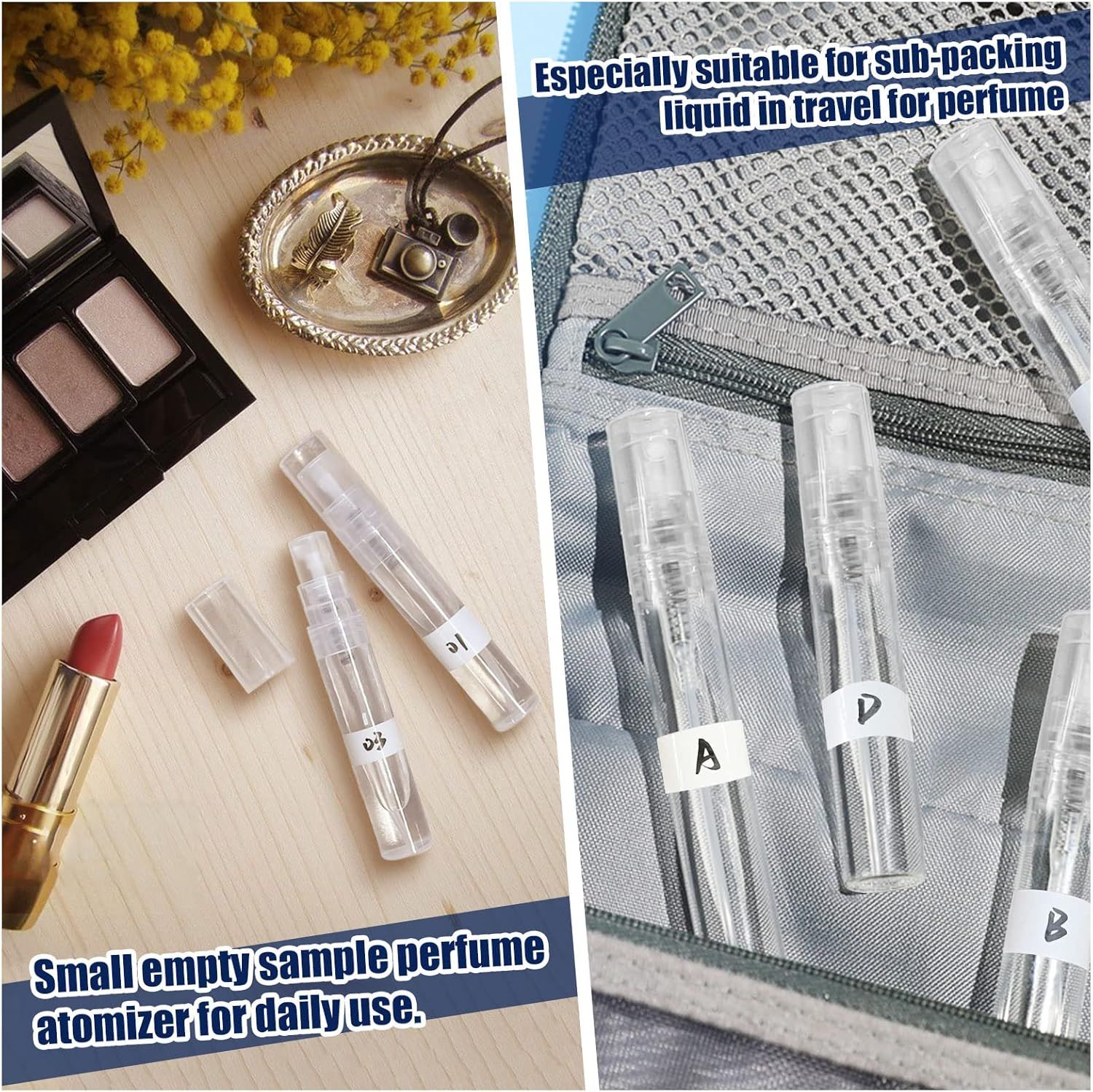 Mini Spray Bottle, 10 Pack 5ml Mini Plastic Spray Bottle Empty, ine Mist Reillable Mini Perume Bottle, Perume Atomizer, Small Sample Containers, Plastic Portable Travel Bottle, Clear - Image 6