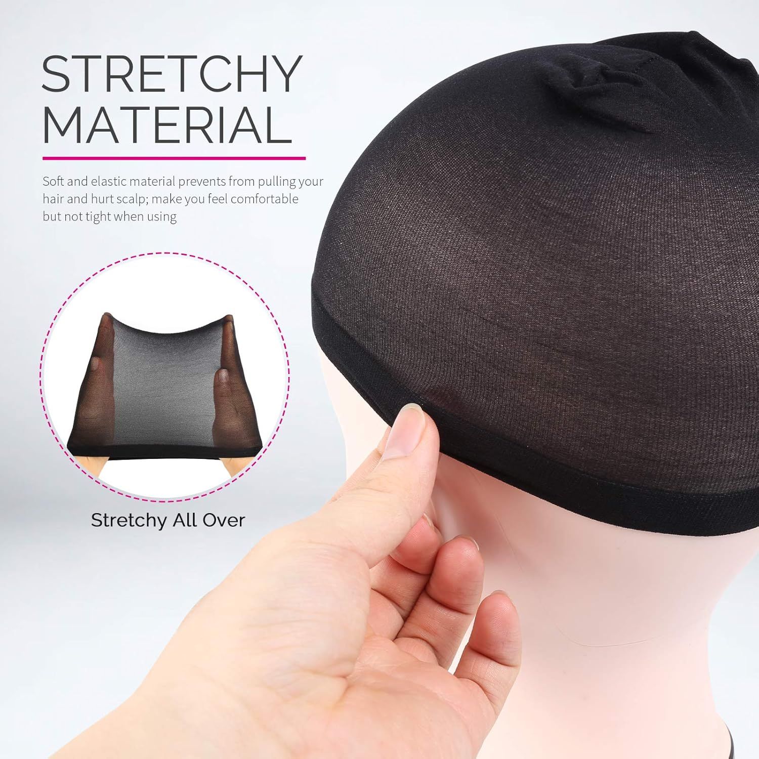 Wig Cap, 6PCS Black Stocking Caps or Wigs, Stretchy Stocking Nylon Caps or Women, Girls, Kids - Image 3