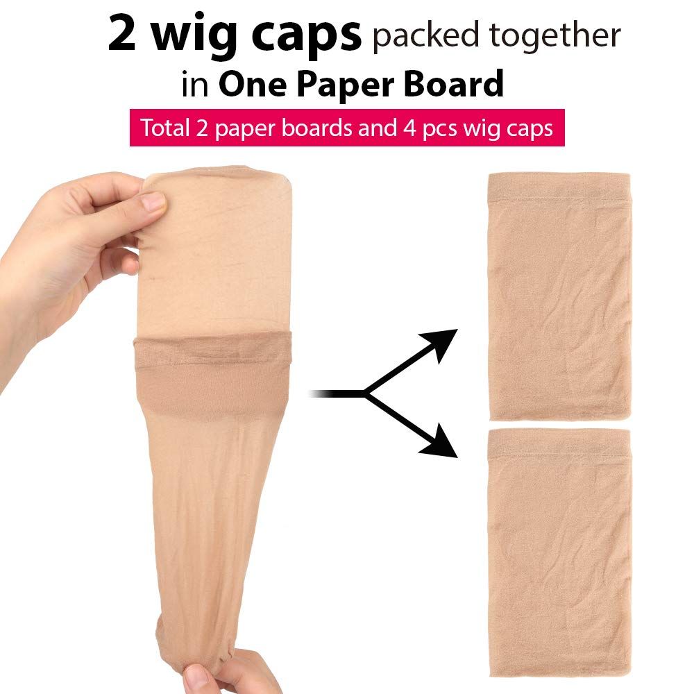4 pieces Light Brown Stocking Wig Caps Stretchy Nylon Wig Caps or Women - Image 2