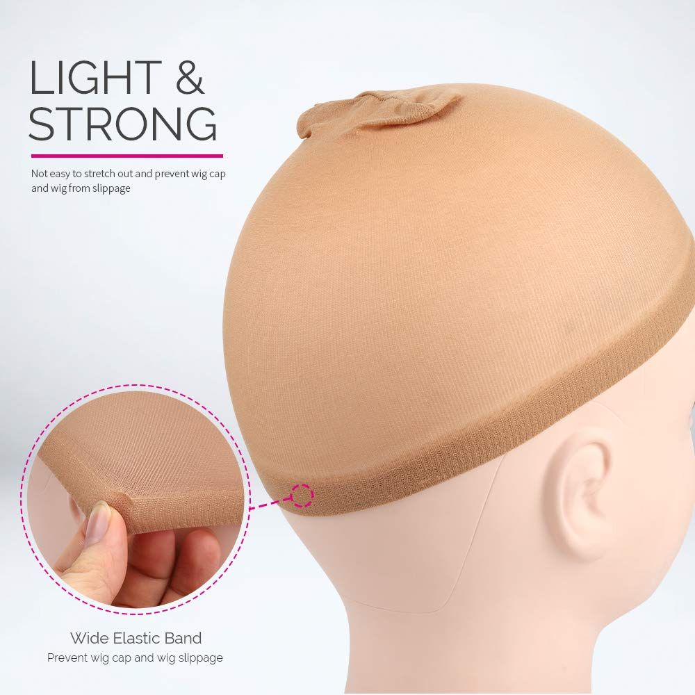 4 pieces Light Brown Stocking Wig Caps Stretchy Nylon Wig Caps or Women - Image 6