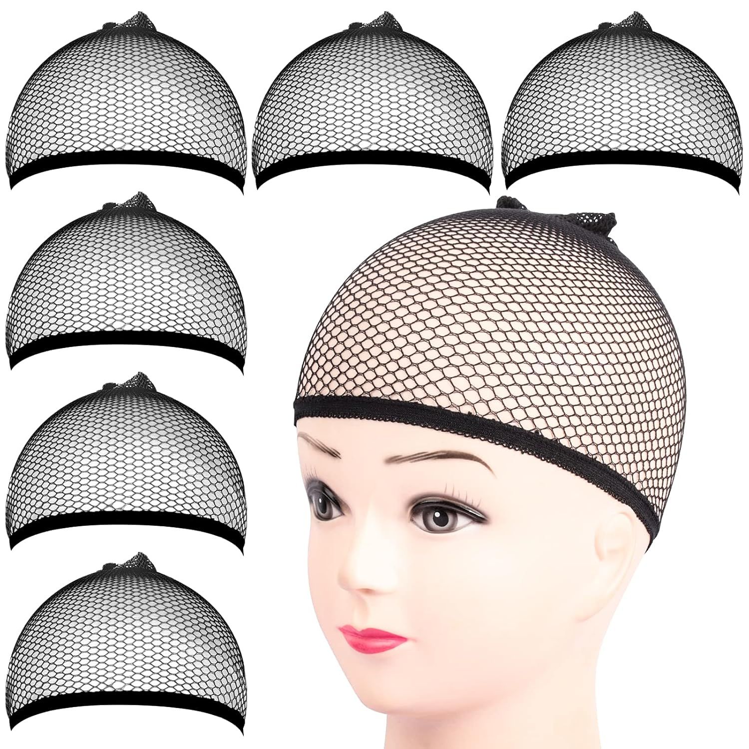 6PCS Wig Cap, 6PCS Black Mesh Wig Cap Net, Closed End Hair Mesh Net, Liner Weaving Caps or Women, Men, Kids, Wig Caps or Halloween, Cosplay - Image 1