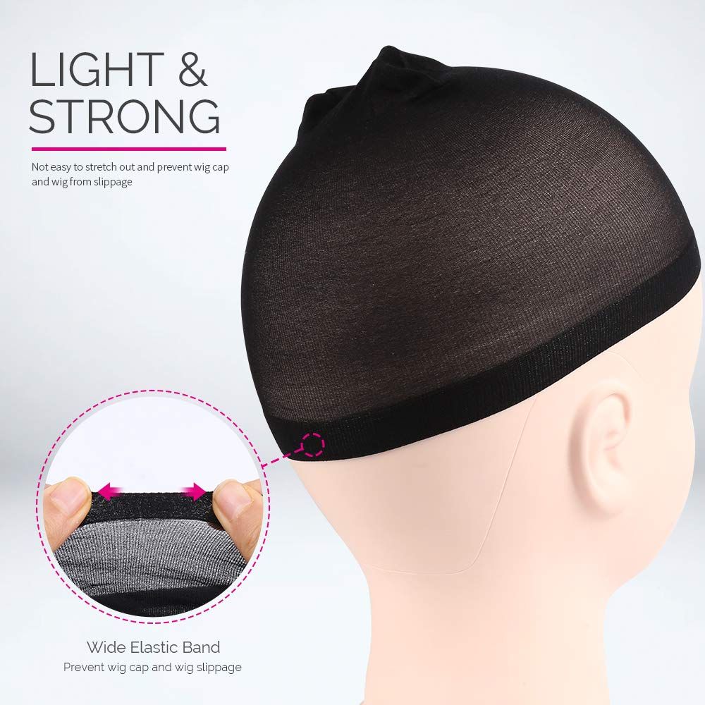 Wig Cap, Nylon Wig Caps, 4 Pieces Stocking Wig Caps or Women (Black） - Image 5