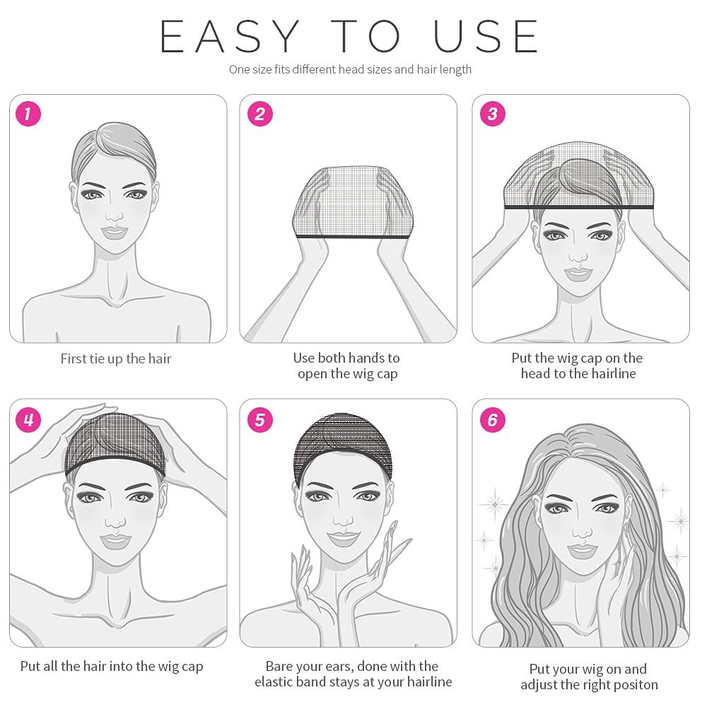 Wig Cap, Nylon Wig Caps, 4 Pieces Stocking Wig Caps or Women (Black） - Image 6