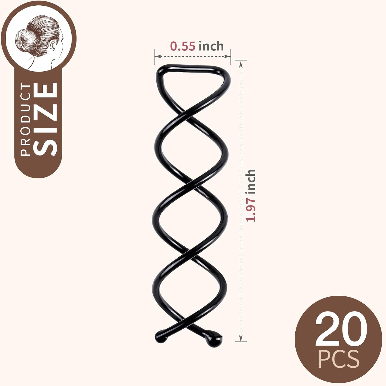 20PCS Spiral Hair Pins, Spin Pins Spiral Bobby Pins or Girls, Women and Kids, Non-Scratch Round Clip & Bun Twist, Stylish Bun Bobby Pins, Premium Spin Pins or Hair, Black - Image 2