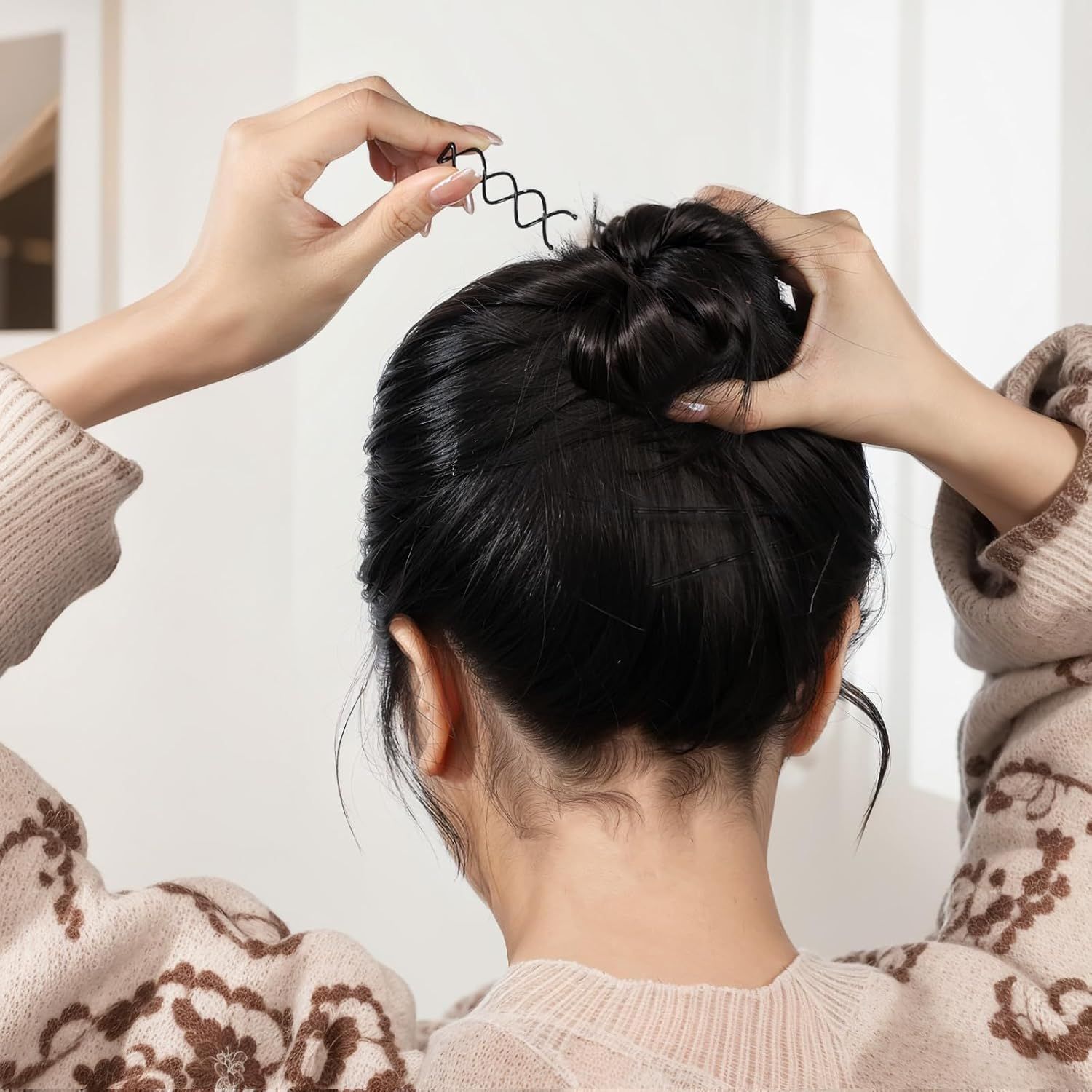 20PCS Spiral Hair Pins, Spin Pins Spiral Bobby Pins or Girls, Women and Kids, Non-Scratch Round Clip & Bun Twist, Stylish Bun Bobby Pins, Premium Spin Pins or Hair, Black - Image 4