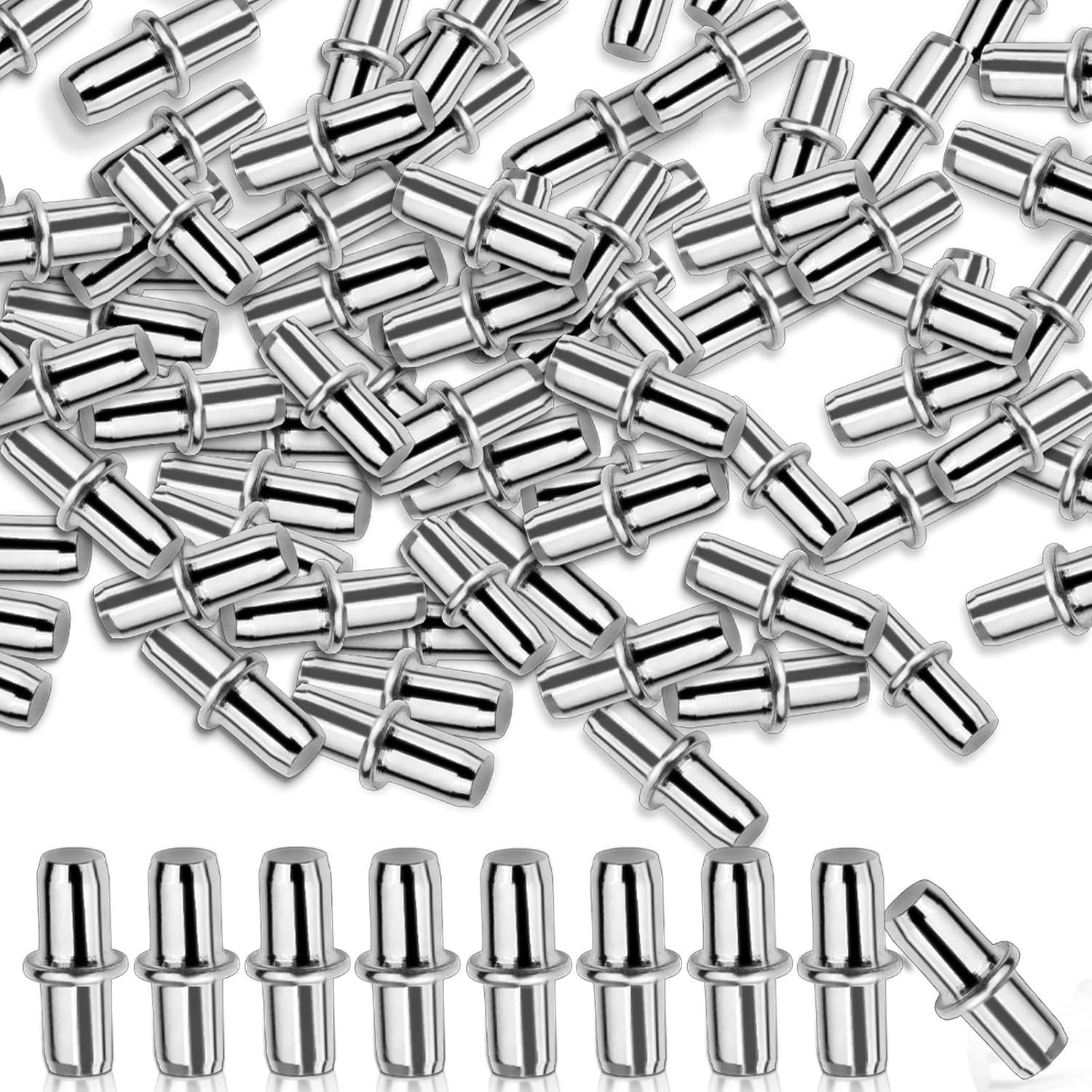 50 Pack Shel Pins, Metal Nickel Support Pegs Cabinet Support Pins or urniture Shelves Bracket - Image 1