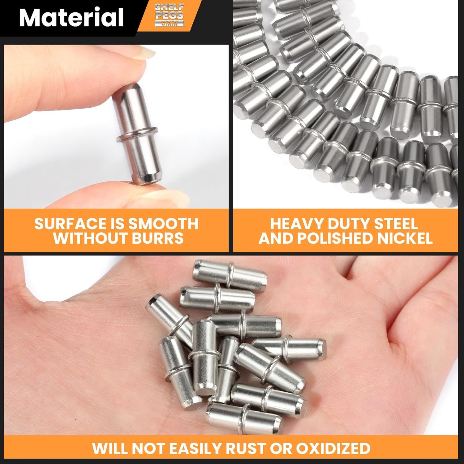 50 Pack Shel Pins, Metal Nickel Support Pegs Cabinet Support Pins or urniture Shelves Bracket - Image 3