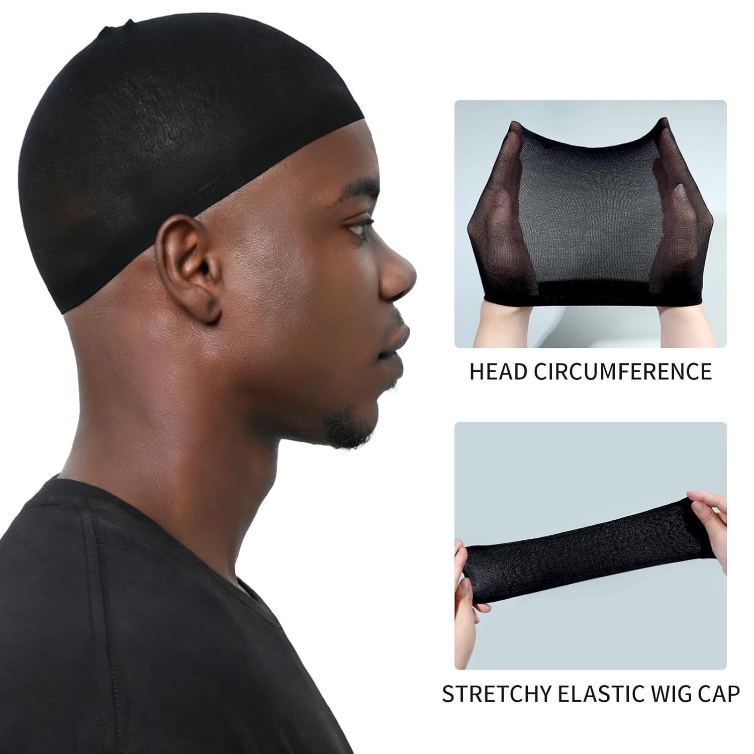 Wig Cap or Men, 4PCS Black Hair Stocking Cap, Nylon Wig Caps Black, Hair Net or Men, Stretchy, Natural, Lightweight Wave Caps - Image 3