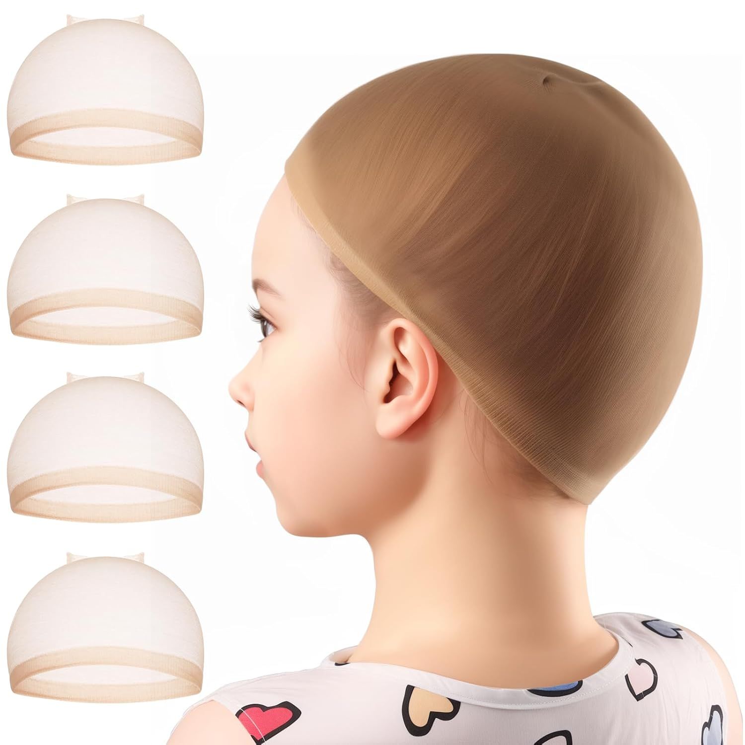 Wig Cap, 4PCS HD Wig Cap or Kids, HD Caps or Wigs Light Brown, Nylon Wig Caps or Kids, Stocking Caps or Wigs, Transparent Invisible Wig Cap or Halloween. Small Wig Cap or Kids, Baby. - Image 1