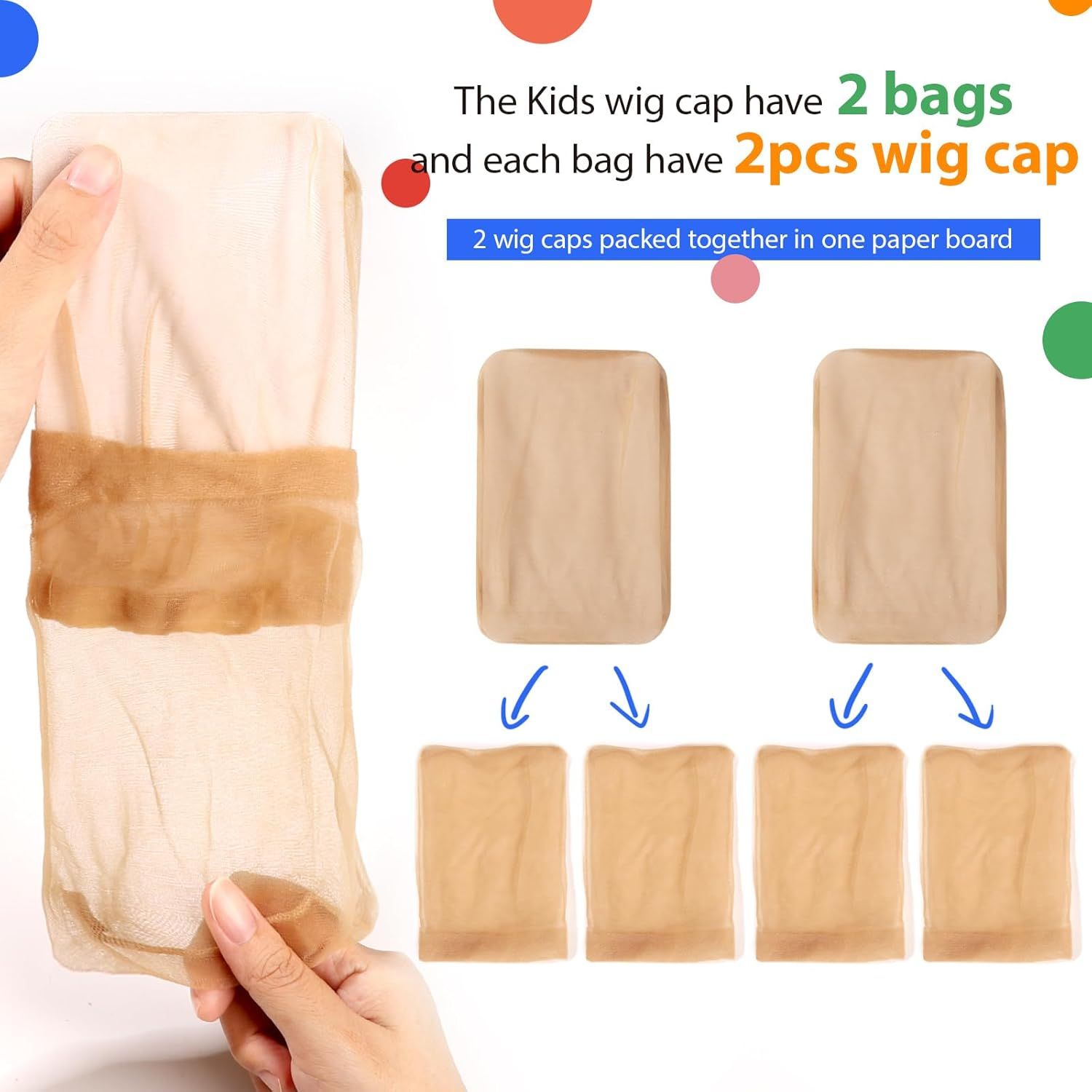 Wig Cap, 4PCS HD Wig Cap or Kids, HD Caps or Wigs Light Brown, Nylon Wig Caps or Kids, Stocking Caps or Wigs, Transparent Invisible Wig Cap or Halloween. Small Wig Cap or Kids, Baby. - Image 2