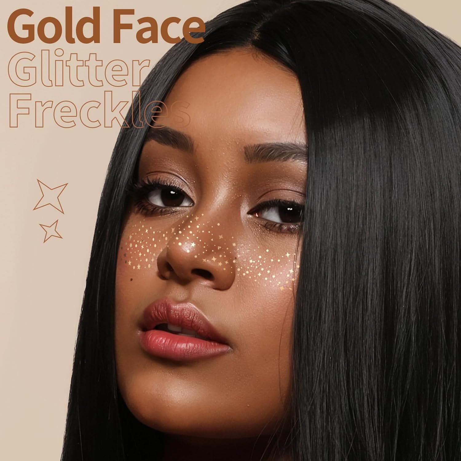 6PCS Glitter reckles ace, Glitter Makeup Speckles. Makeup Patches, ace Speckles or Women, (Gold) - Image 3