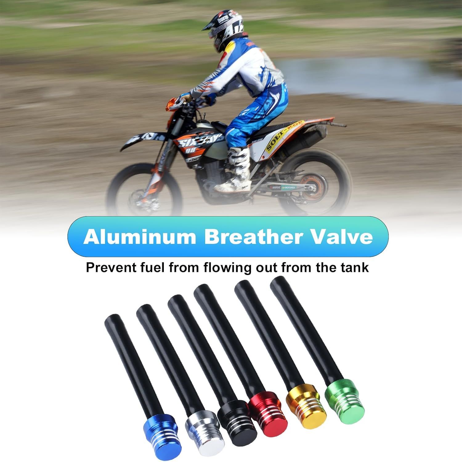 6 pcs Motorcycle Breather Hose Gas uel Tank Cap Vent, Motorcycle Gas Cap Vent Hose Tube, Aluminum Universal Breathing Tube its All O-Road Motorcycles ATVs, its Pit Dirt Bike - Image 4