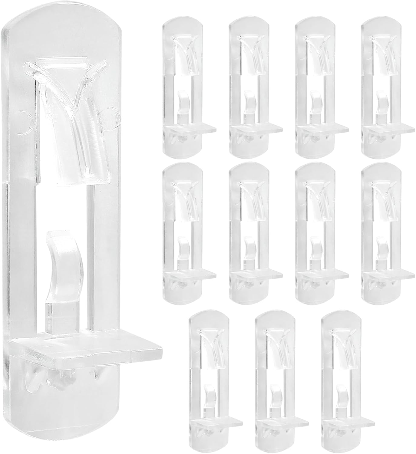 Biaungdo 12 Pcs Plastic Locking Shelf Support Pegs, 5mm Clear Cabinet Shelf Pins Self-Locking Cabinet Shelf Pegs Clips for Kitchen Furniture Bookcase Closet(Fit 5mm Diameter Hole & 3/4 Inch Shelf) - Image 1