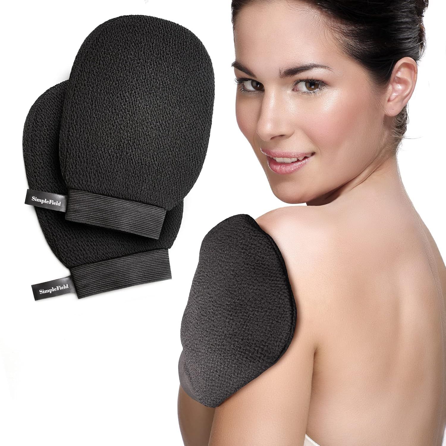 Korean Exoliating Mitt or Remove Dead Skin. 2 Pack 100% Viscose Kessa Deep Exoliating Gloves or Body Scrub, Keratosis Pilaris and Sel Tanning Removal. Easily Smooth Skin Surace. - Image 1
