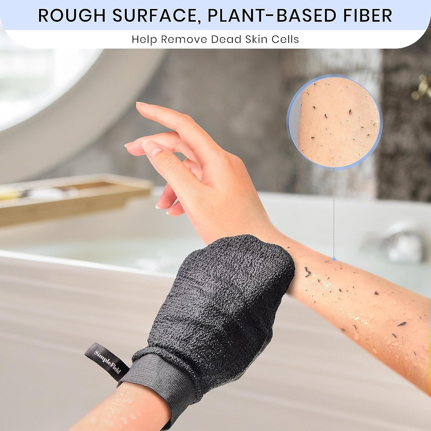 Korean Exoliating Mitt or Remove Dead Skin. 2 Pack 100% Viscose Kessa Deep Exoliating Gloves or Body Scrub, Keratosis Pilaris and Sel Tanning Removal. Easily Smooth Skin Surace. - Image 2
