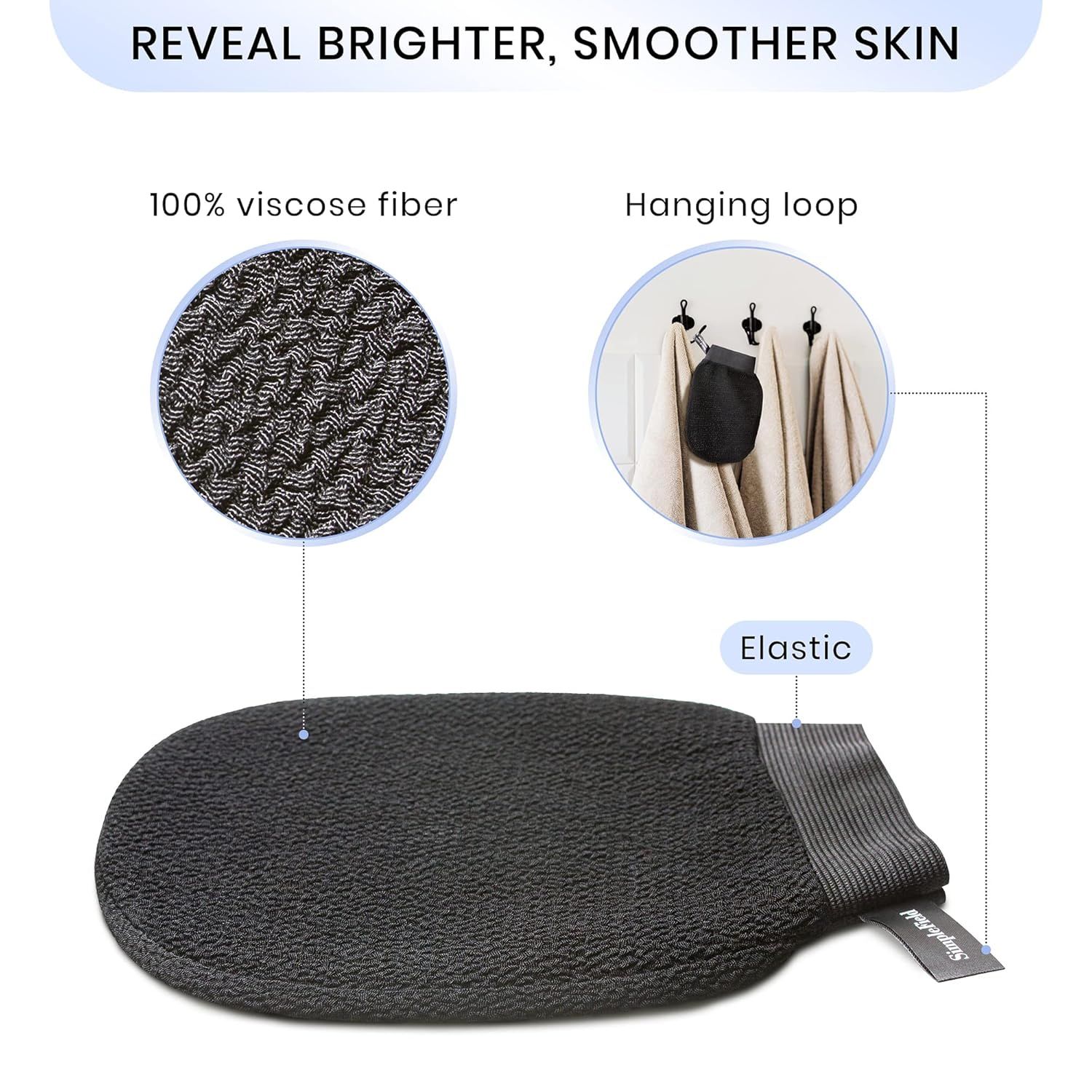 Korean Exoliating Mitt or Remove Dead Skin. 2 Pack 100% Viscose Kessa Deep Exoliating Gloves or Body Scrub, Keratosis Pilaris and Sel Tanning Removal. Easily Smooth Skin Surace. - Image 3