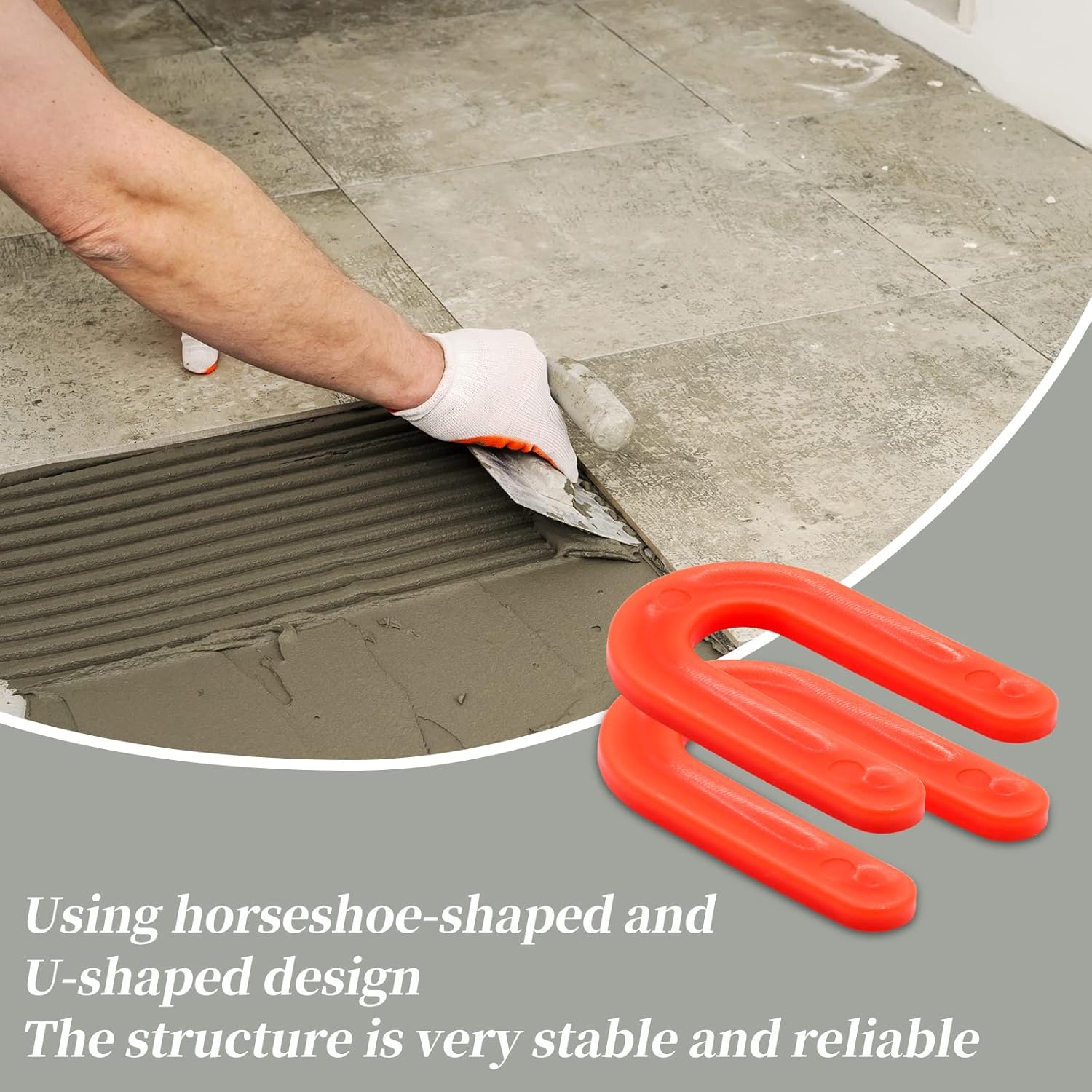 Biaungdo 50 Pcs Horseshoe Shim Tile Spacers, 1/8 Inch U Shape Tile Spacers Plastic Shims Structural Shims for Leveling, Red - Image 4