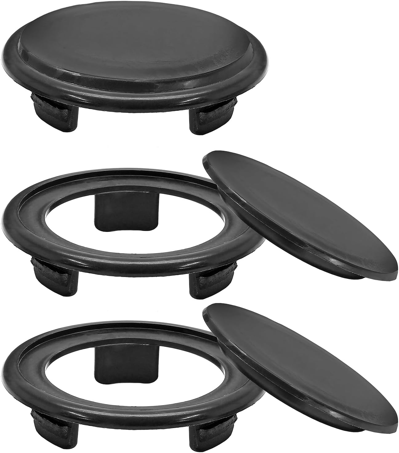Biaungdo 3 Sets 3 Inch Outdoor Patio Table Umbrella Hole Ring and Cap Set, Standard Size Garden Beach Tablet Thicker Hole Ring Plug and Cap Set(Black, Inner Diameter 50mm/2inch) - Image 1