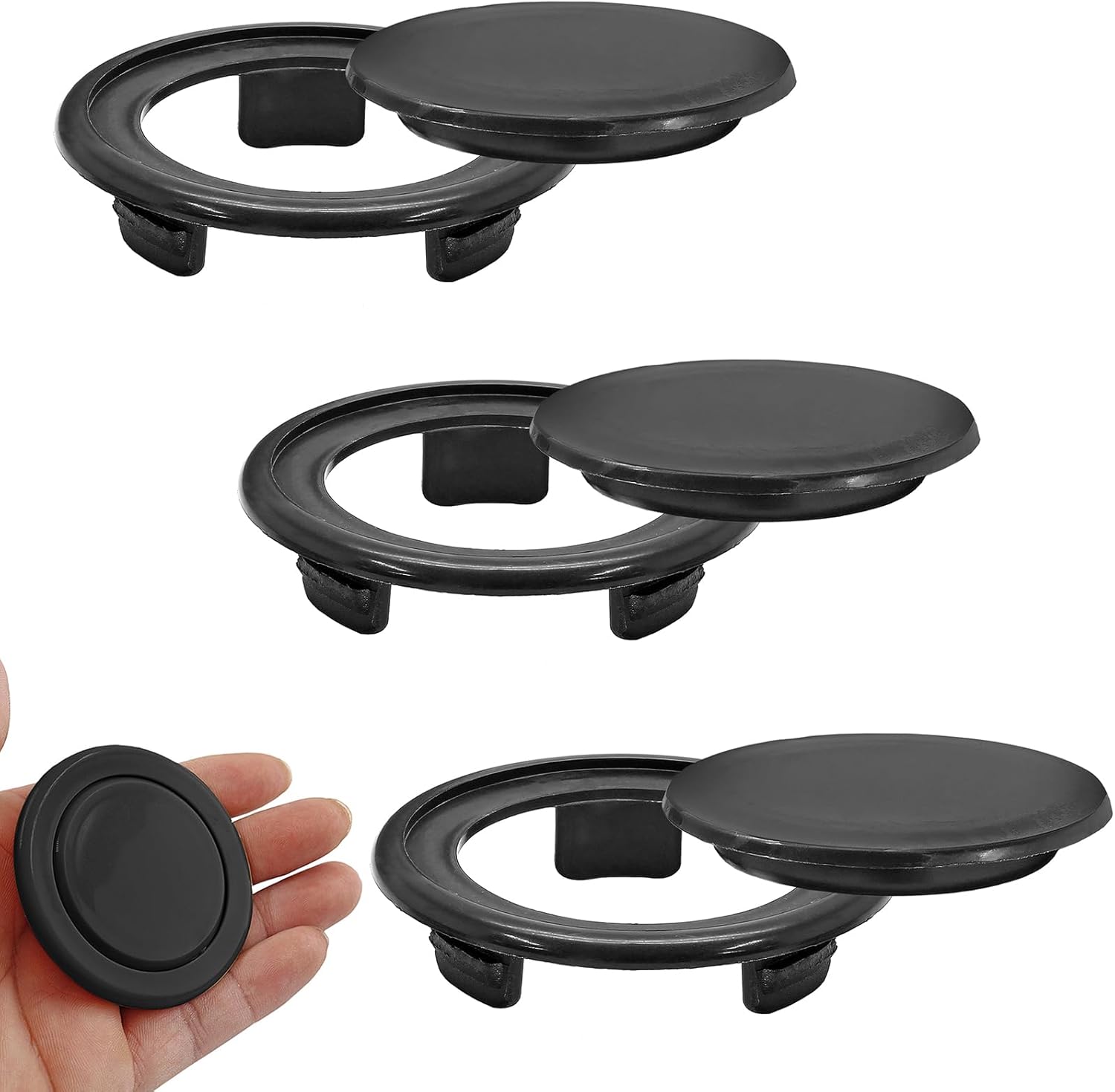 Biaungdo 3 Sets 3 Inch Outdoor Patio Table Umbrella Hole Ring and Cap Set, Standard Size Garden Beach Tablet Thicker Hole Ring Plug and Cap Set(Black, Inner Diameter 50mm/2inch) - Image 2
