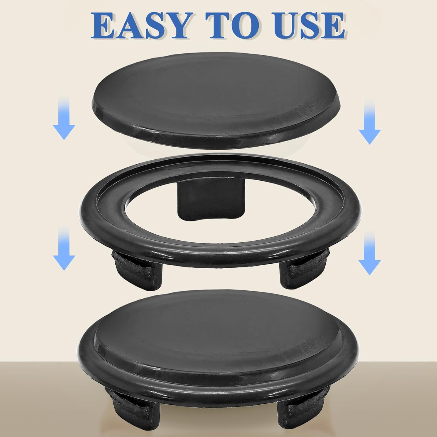 Biaungdo 3 Sets 3 Inch Outdoor Patio Table Umbrella Hole Ring and Cap Set, Standard Size Garden Beach Tablet Thicker Hole Ring Plug and Cap Set(Black, Inner Diameter 50mm/2inch) - Image 3