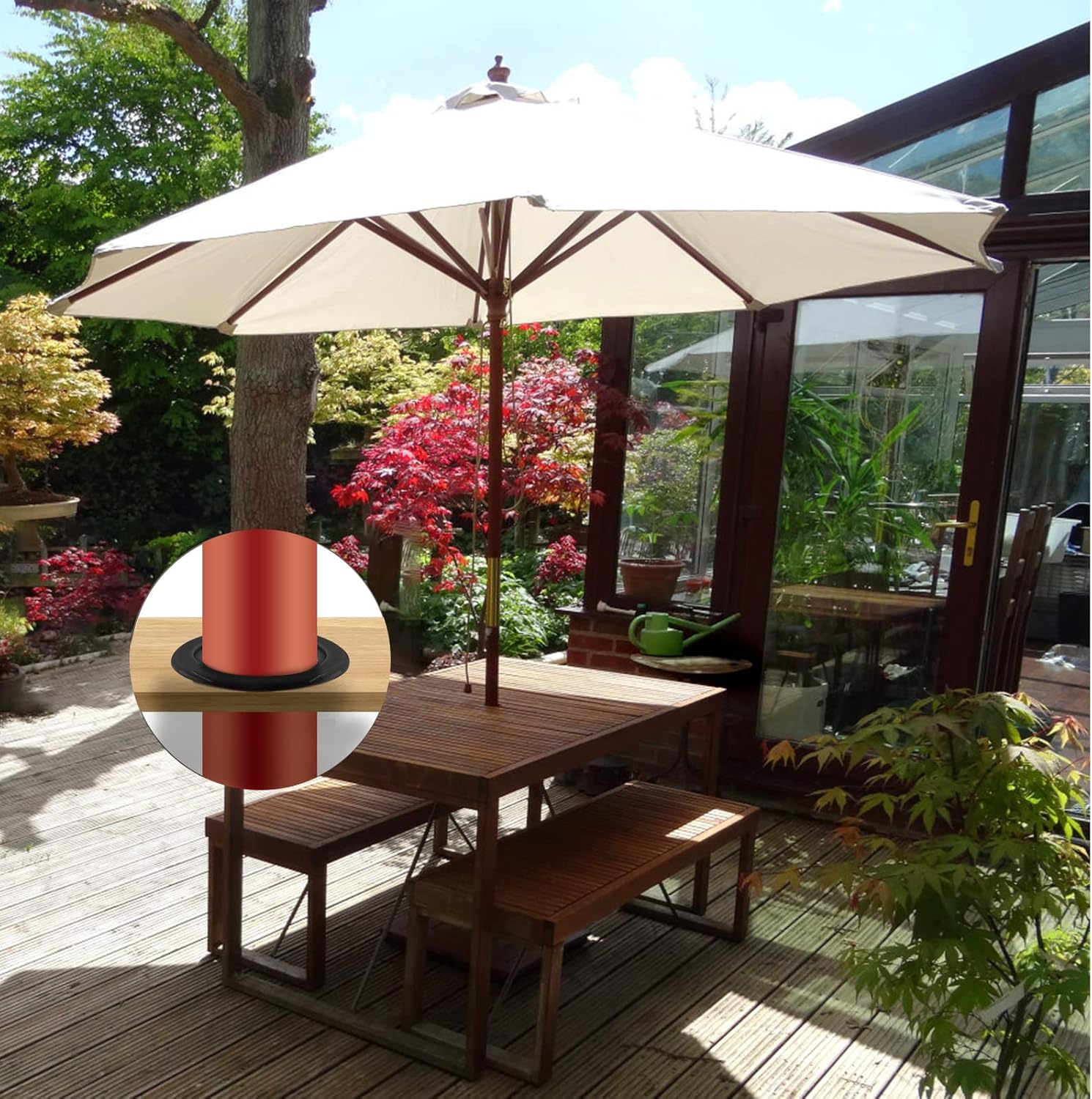 Biaungdo 3 Sets 3 Inch Outdoor Patio Table Umbrella Hole Ring and Cap Set, Standard Size Garden Beach Tablet Thicker Hole Ring Plug and Cap Set(Black, Inner Diameter 50mm/2inch) - Image 5