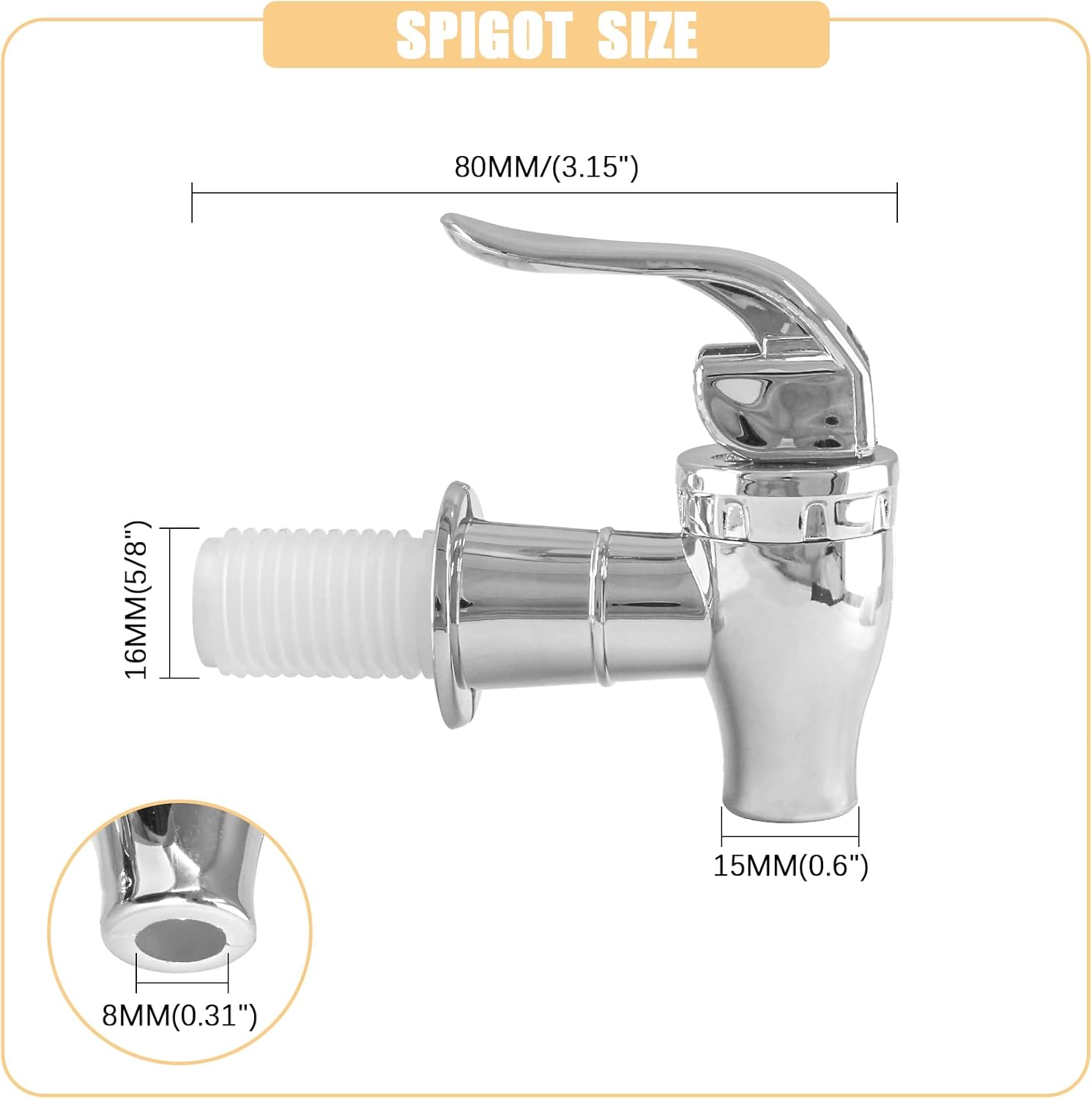 Biaungdo 2 Pcs Replacement Spigot for Beverage Dispenser, Silver Push Style Beverage Dispenser Carafe Spigot Water Dispenser Replacement Spout Faucet - Image 2