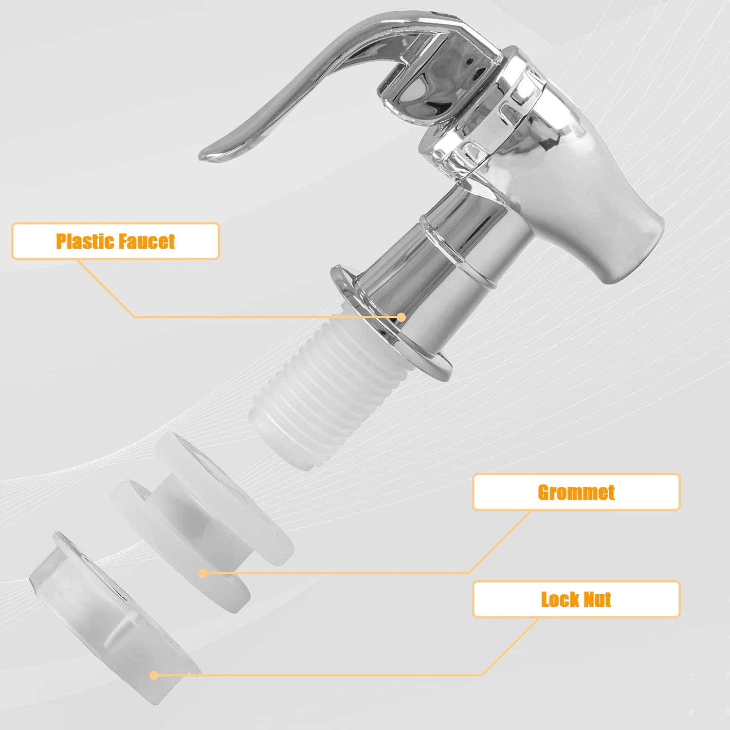 Biaungdo 2 Pcs Replacement Spigot for Beverage Dispenser, Silver Push Style Beverage Dispenser Carafe Spigot Water Dispenser Replacement Spout Faucet - Image 4