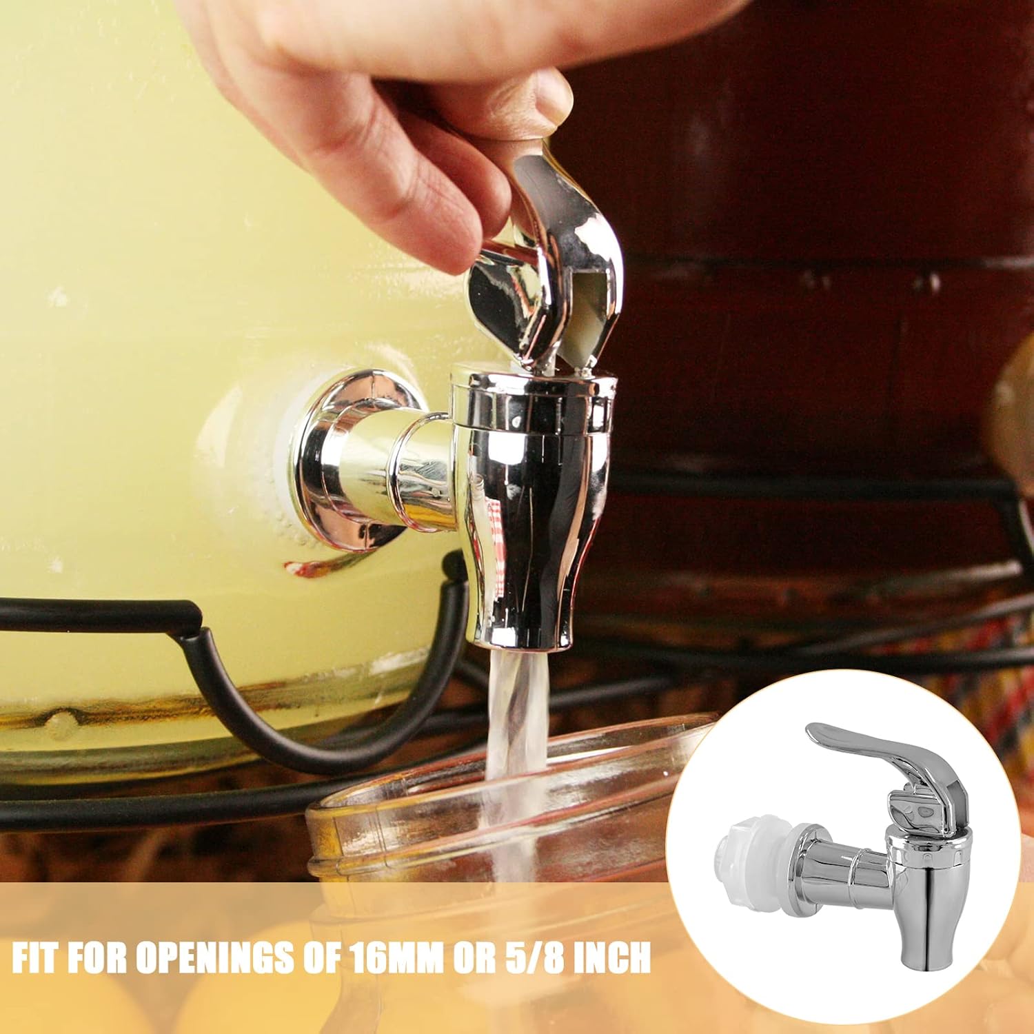Biaungdo 2 Pcs Replacement Spigot for Beverage Dispenser, Silver Push Style Beverage Dispenser Carafe Spigot Water Dispenser Replacement Spout Faucet - Image 5