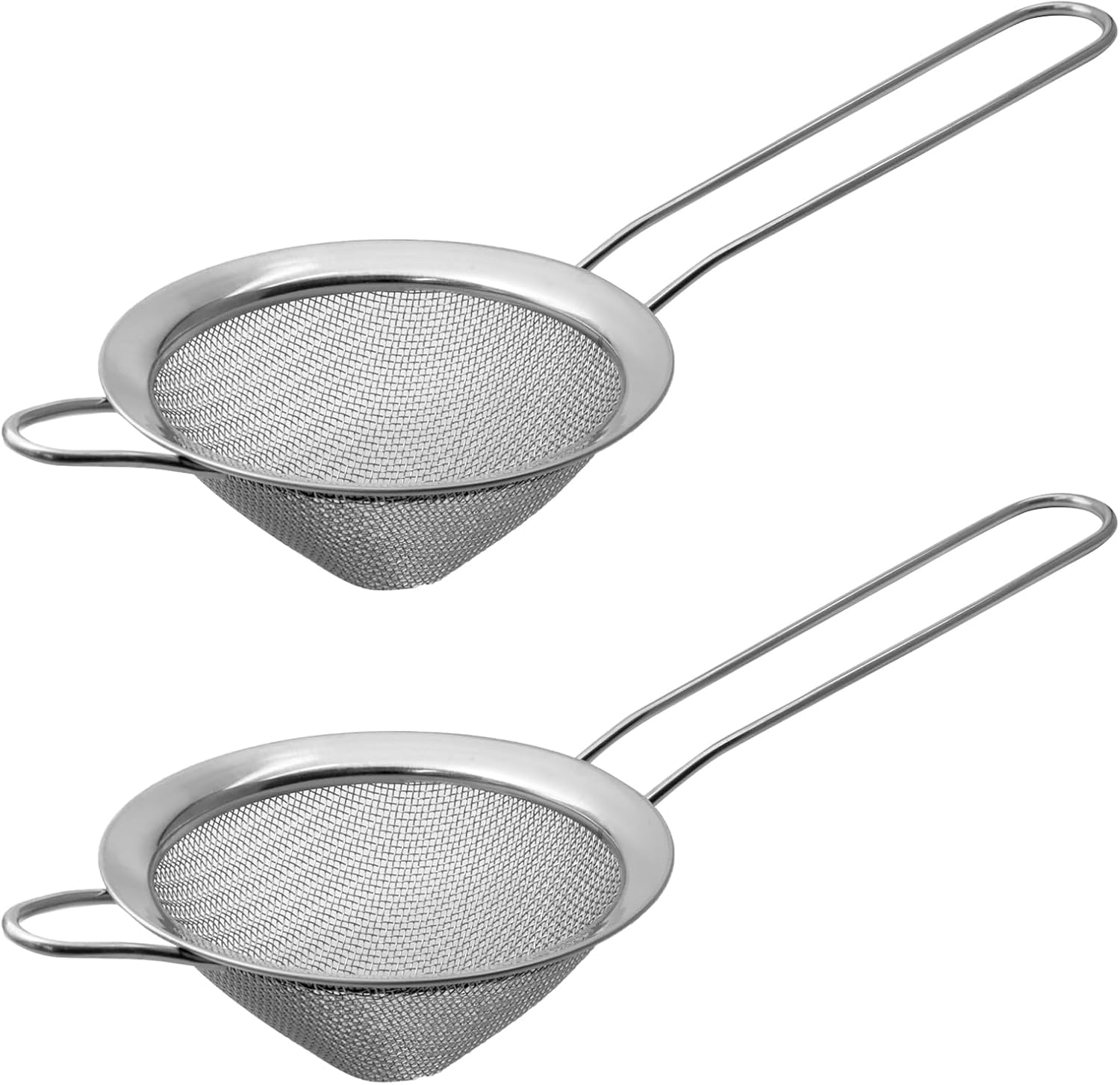Biaungdo 2 Pcs 8.5 cm/3.3 Inch Fine Mesh Strainer, Stainless Steel Tea Strainer Conical Mesh Strainers Sieve for Cocktail, Coffee, Food, Noodles, Tea Filter(Small) - Image 1