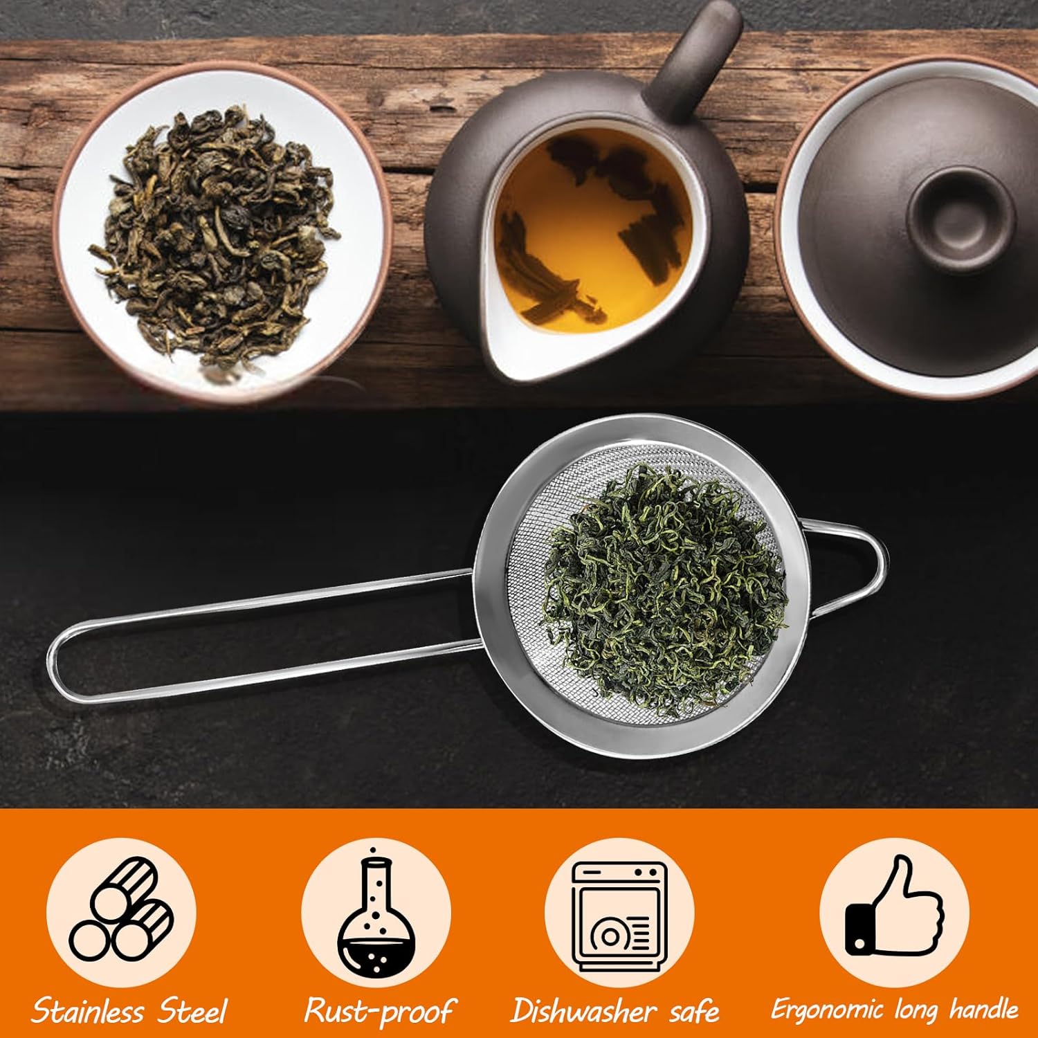 Biaungdo 2 Pcs 8.5 cm/3.3 Inch Fine Mesh Strainer, Stainless Steel Tea Strainer Conical Mesh Strainers Sieve for Cocktail, Coffee, Food, Noodles, Tea Filter(Small) - Image 4