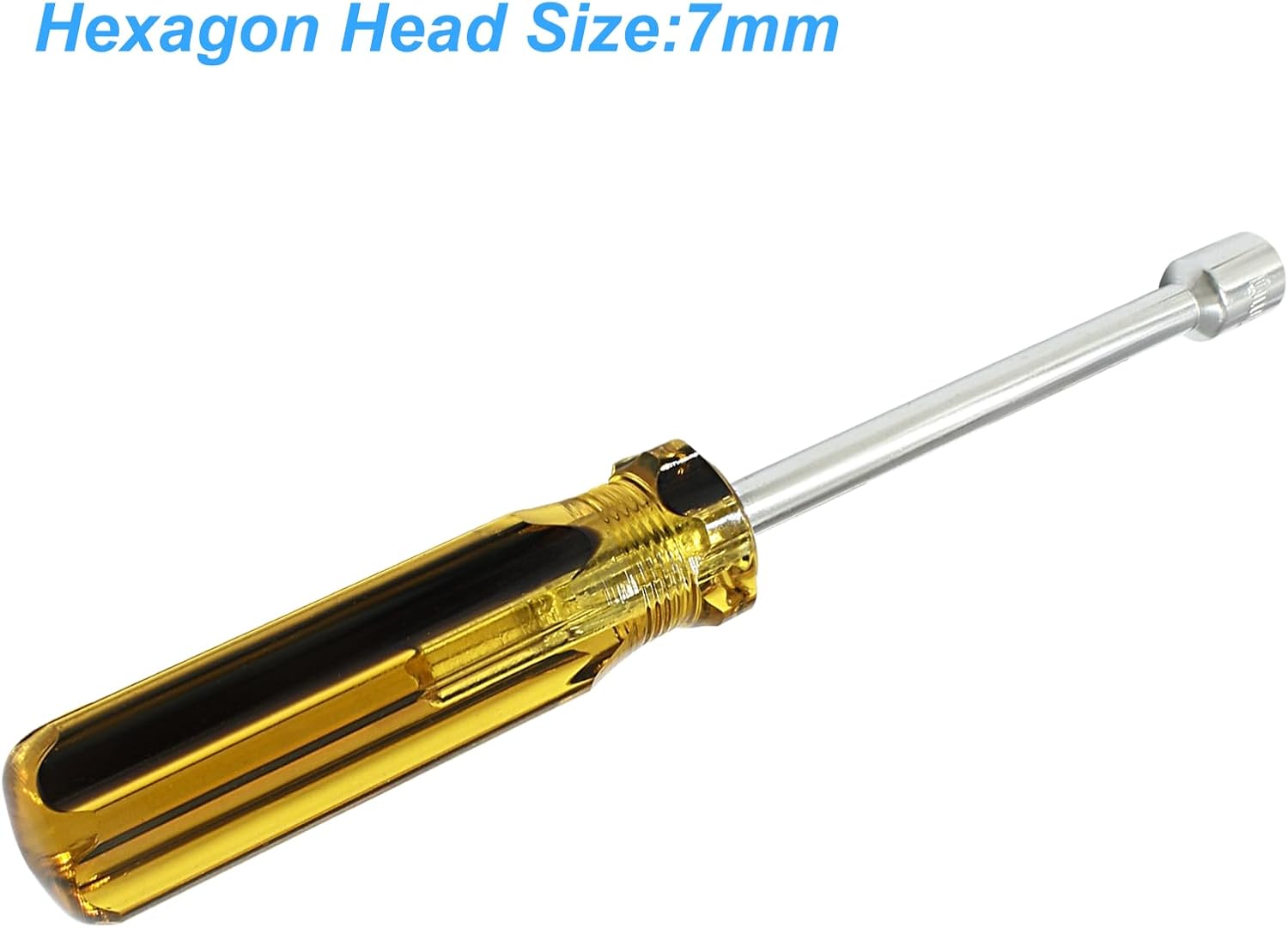 Biaungdo 7mm Socket Wrench Screwdriver, Hex Socket Wrench High-Carbon Steel Hexagon Nut Driver Non-Magnetic Tip Hex Nut Screwdriver Hand Tool for Repairs(Plastic Handle) - Image 5