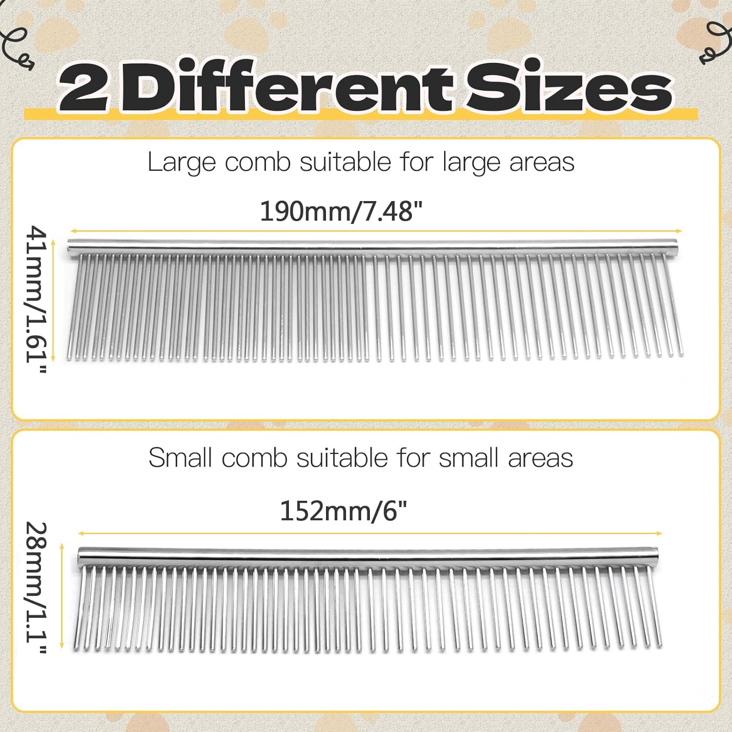 Biaungdo 2 Pcs Dog Grooming Combs Set, Metal Dog Comb for Removing Tangles and Knot, Cat Brush Grooming Tool for Long Haired Pets - Image 2