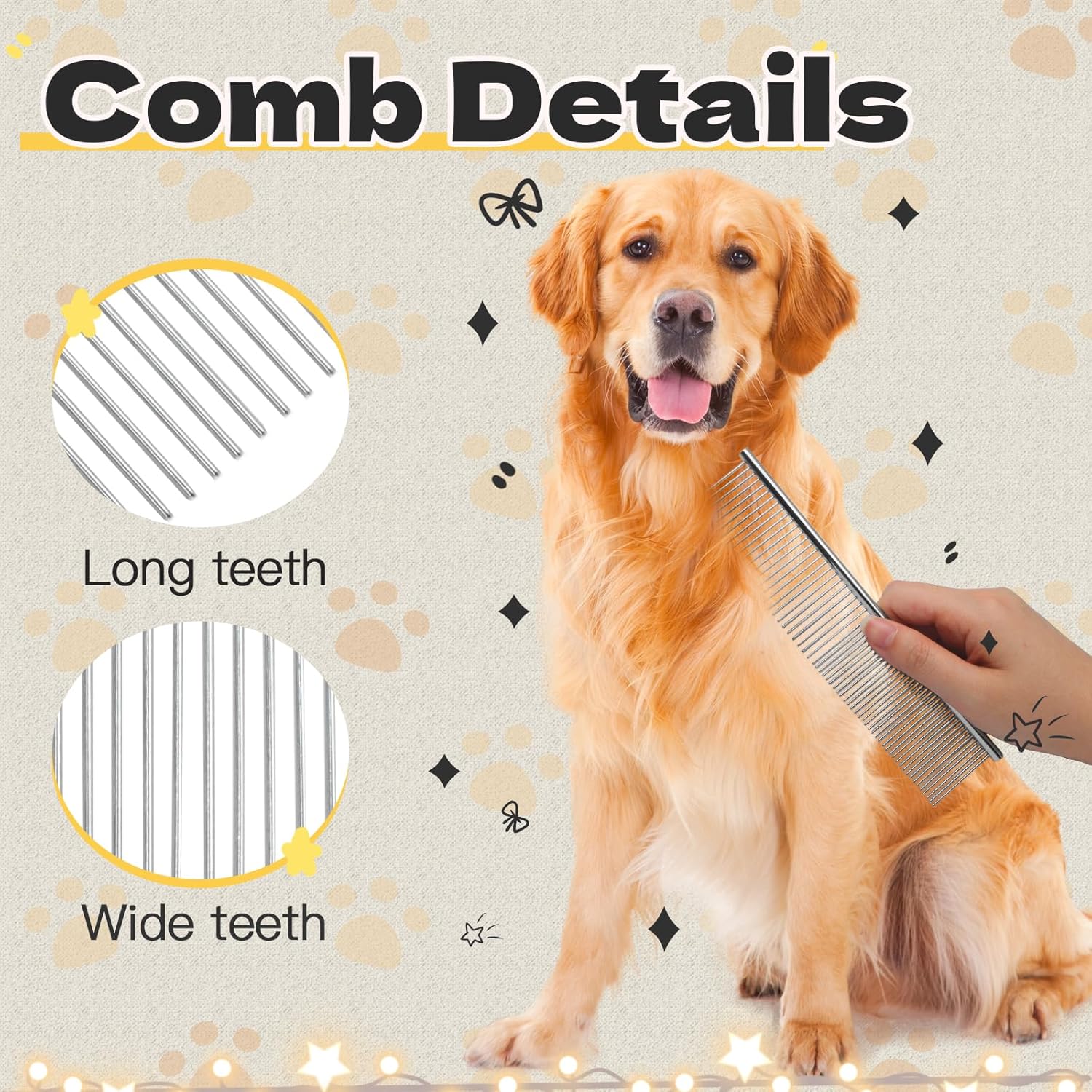 Biaungdo 2 Pcs Dog Grooming Combs Set, Metal Dog Comb for Removing Tangles and Knot, Cat Brush Grooming Tool for Long Haired Pets - Image 3