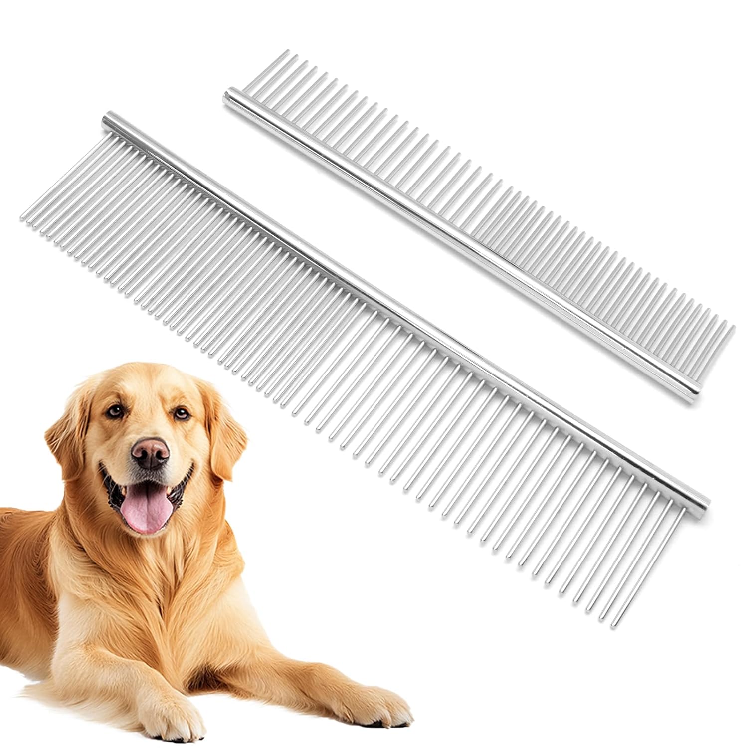 Biaungdo 2 Pcs Dog Grooming Combs Set, Metal Dog Comb for Removing Tangles and Knot, Cat Brush Grooming Tool for Long Haired Pets - Image 7