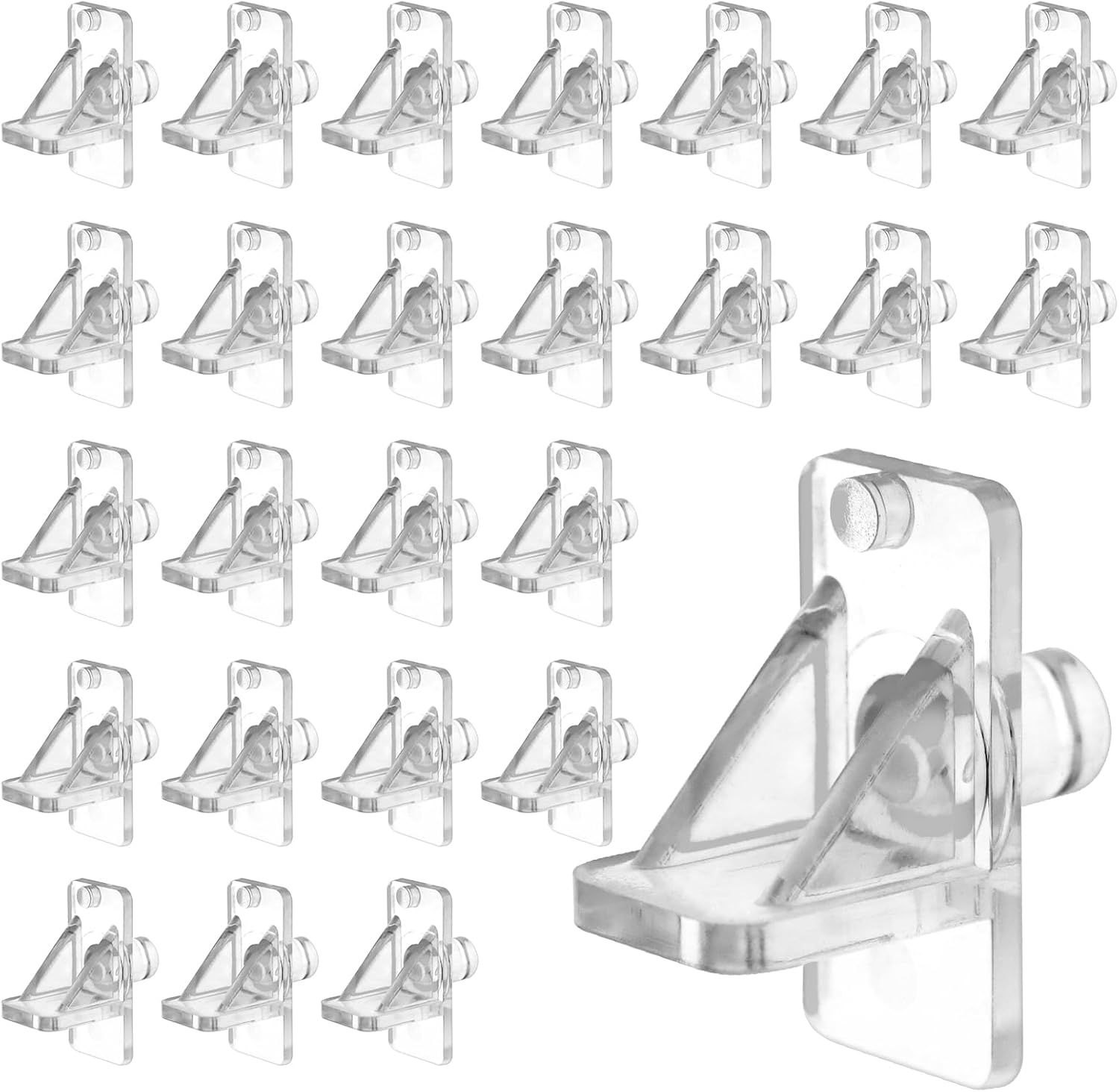 Biaungdo 25 Pcs Shelf Support Pegs, 1/4 Inch Clear Cabinet Shelf Pins Plastic Cabinet Shelf Pegs Clips for Kitchen Furniture Bookcase Closet Cabinets Furniture - Image 1
