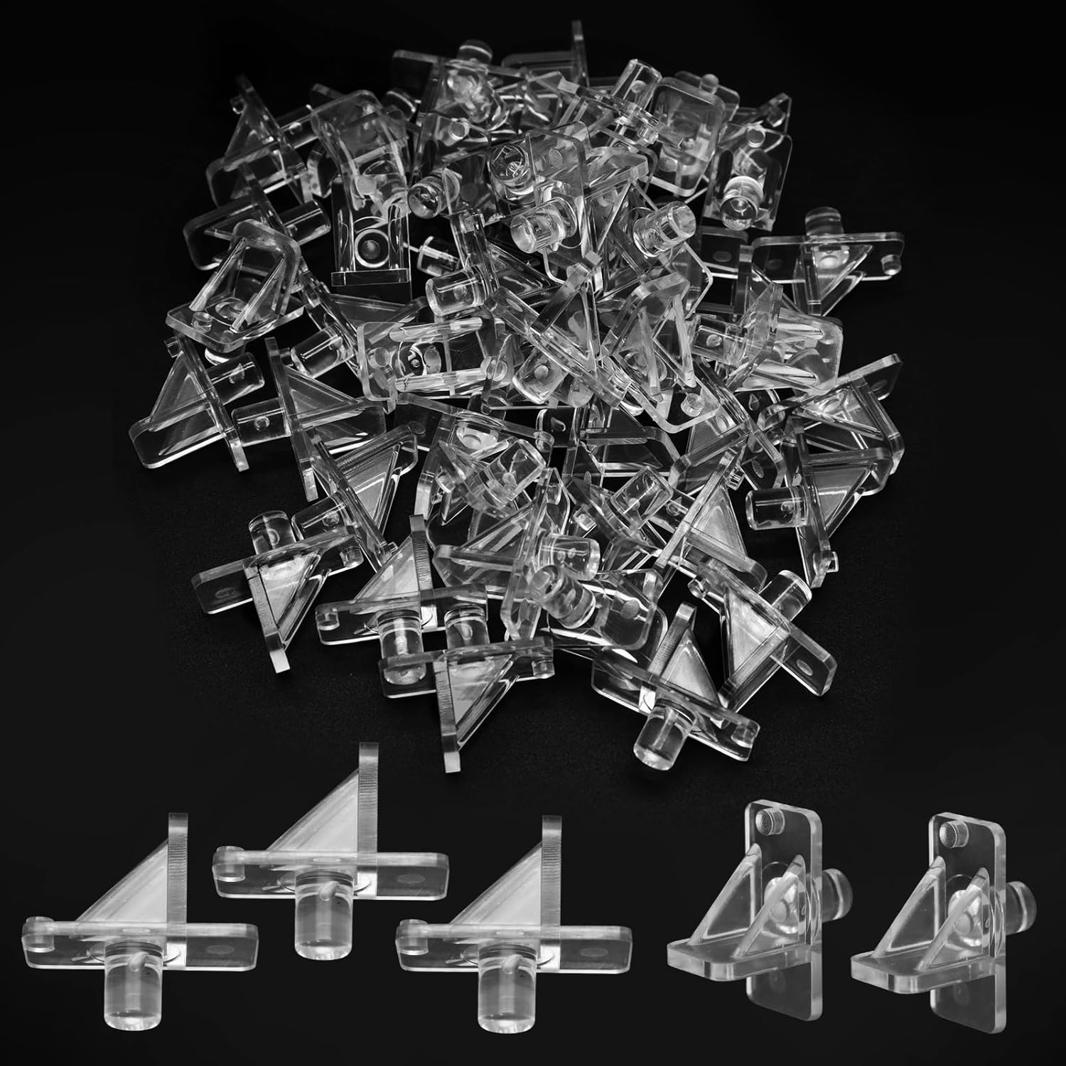 Biaungdo 25 Pcs Shelf Support Pegs, 1/4 Inch Clear Cabinet Shelf Pins Plastic Cabinet Shelf Pegs Clips for Kitchen Furniture Bookcase Closet Cabinets Furniture - Image 7