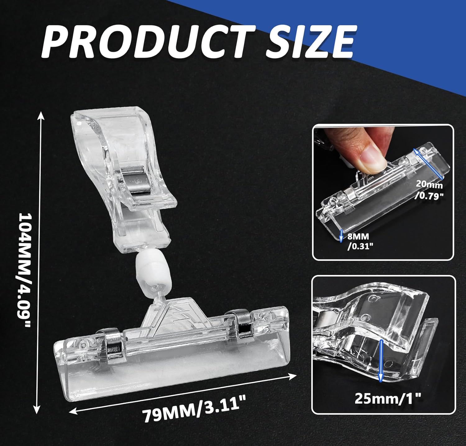 Biaungdo 12 Pcs Rotating Clip Swivel Sign Rotatable Holding Clamp, Clear Rotating Sign Clip Price Display Holder Clips for Shelves, Store, Business, Exhibition, Supermarkets - Image 4